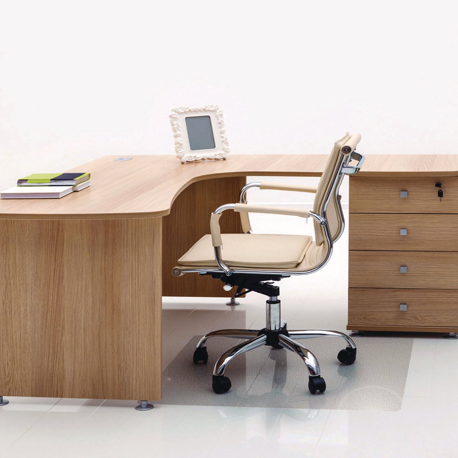 Hard Floor, Home, Office, Chair - 53" Length x 45" Width x 0.080" Depth x 0.080" Thickness - Rectangular - Polyethylene Terephthalate (PET), Polyvinyl Chloride (PVC), Vinyl - Clear - 1 Each - TAA Compliant