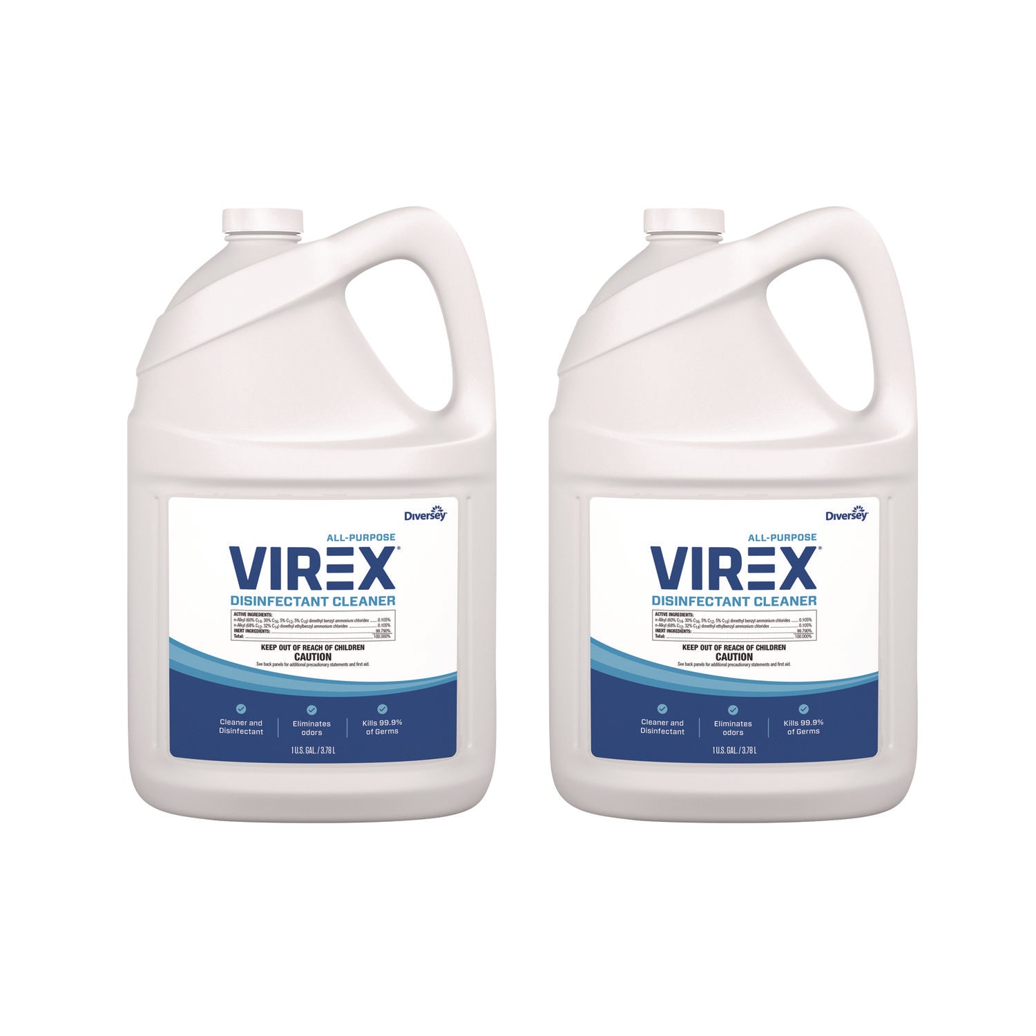 Diversey All-Purpose Virex Disinfectant Cleaner - Ready-To-Use - 128 fl oz (4 quart) - Citrus Scent - Deodorize, Odor Neutralizer - Clear - 2 / Carton