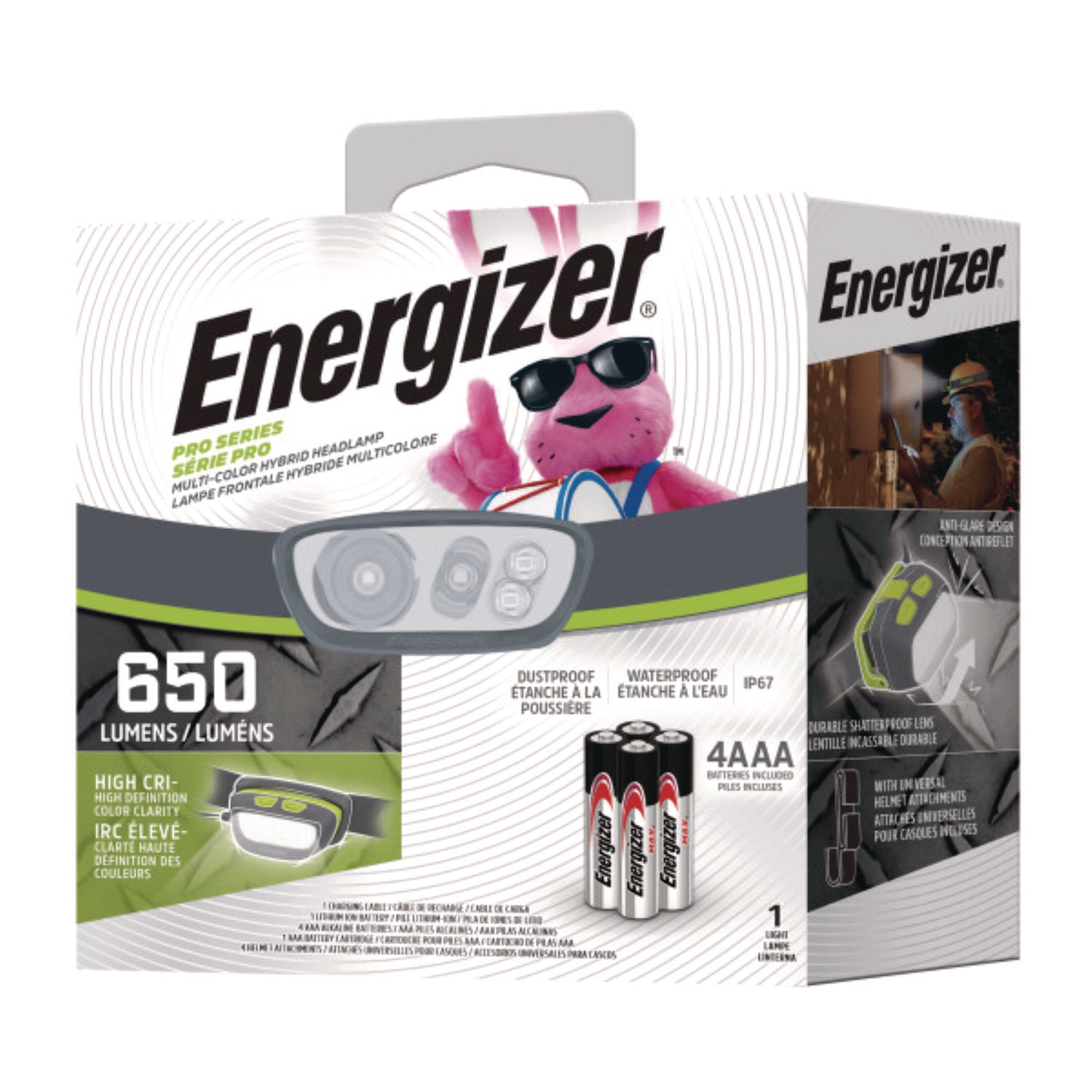 LED - 650 lm Lumen - AAA - Lithium Ion (Li-Ion) - Battery Rechargeable - Battery - Water Proof, Shatter Proof, Dust Proof - Gray, Green - 1 Each