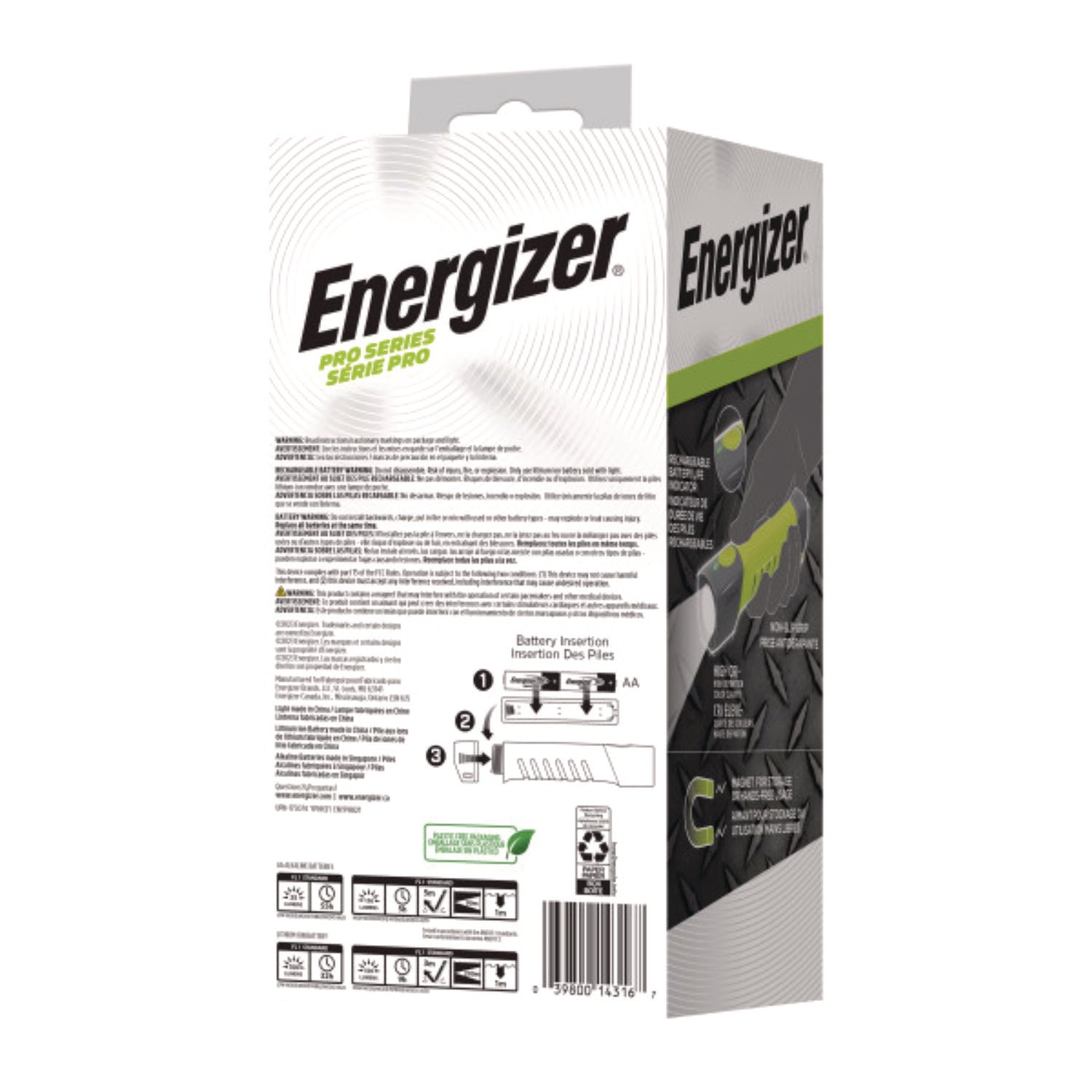 LED - 500 lm Lumen - AAA - Battery - Water Proof, Dust Proof - Green, Gray - 1 Each