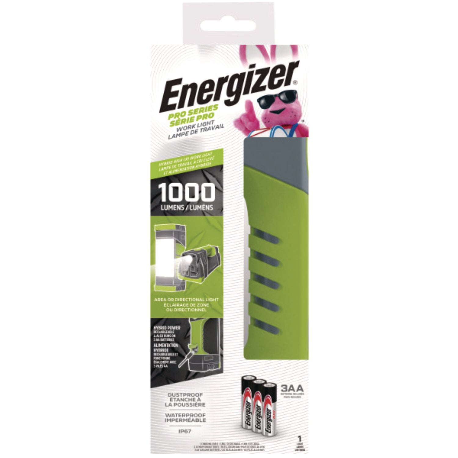 LED - 1000 lm Lumen - Battery Rechargeable - Battery - Water Proof, Dust Proof - Gray, Green - 1 Each