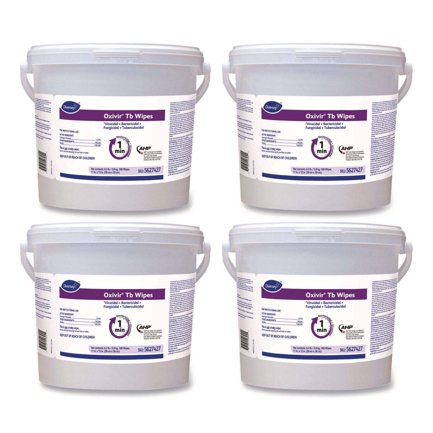 Diversey Care Oxivir Tb Disinfectant Cleaner Wipes, 160 Wipes per Pack, Ready-To-Use, White, Characteristic Scent, pH 2.7