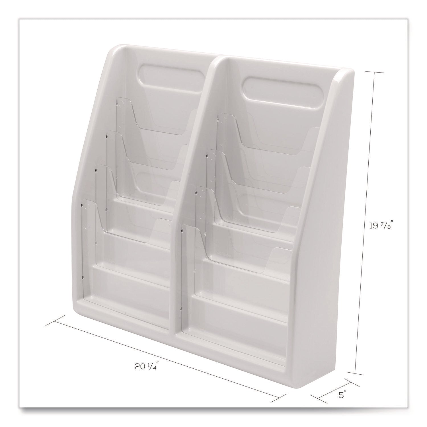 Deflecto Multi-Compartment Literature Display - 8 Pocket(s) - 19.75" Height x 20.25" Width x 5" Depth - Desktop - Durable, Lightweight - Gray - Plastic - 1 Each