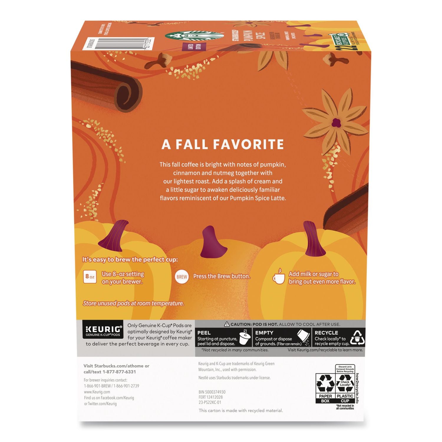 Pumpkin Spice Coffee K-Cup, 22/Box