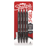 Sharpie S-Gel Pens - 0.7 mm Medium Pen Point - Refillable - Retractable - Black Ink - Gel-based - Black Barrel - 4 / Pack