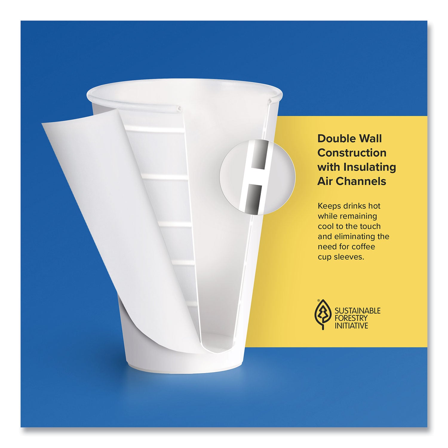 Thermoguard Insulated Paper Hot Cups, 20 oz, White Sustainable Forest Design, 600/Carton