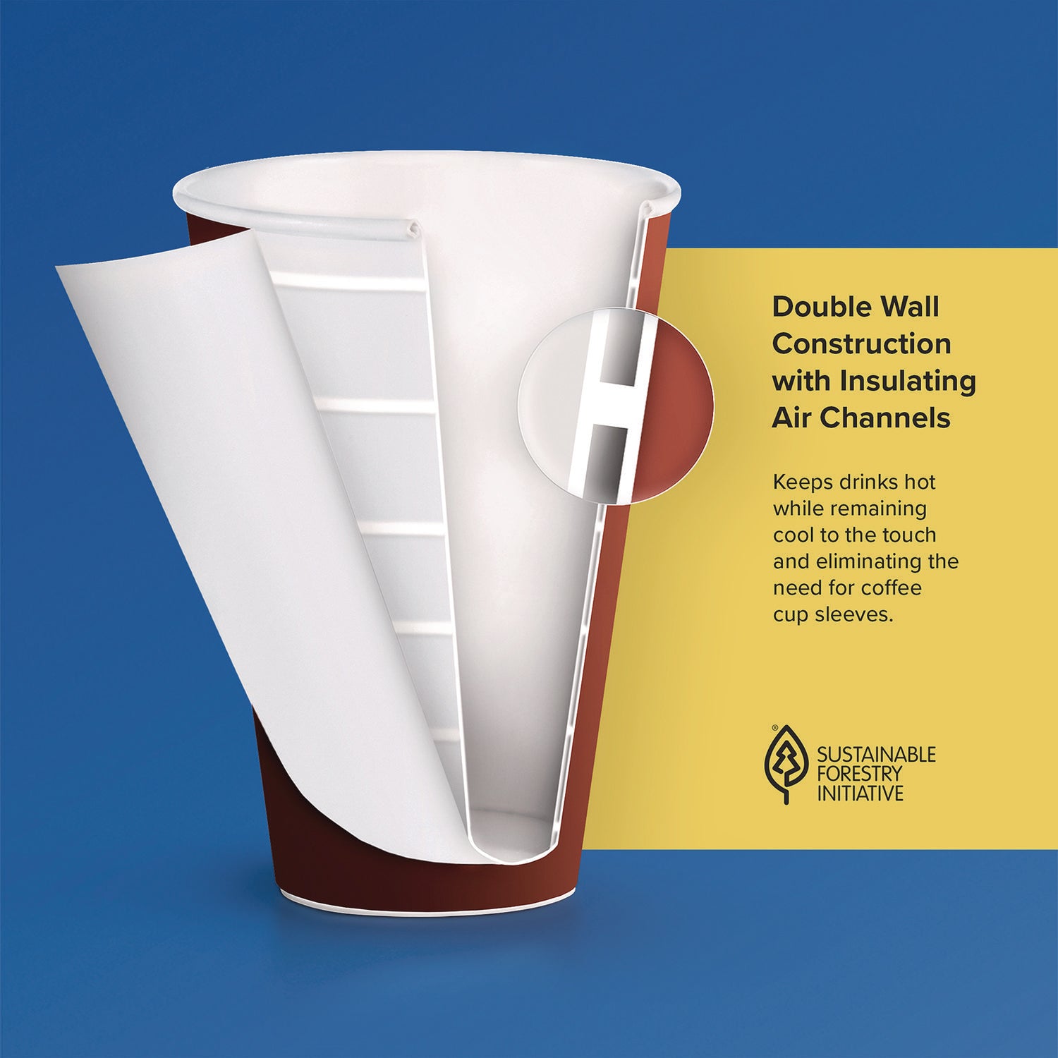 Thermoguard Insulated Paper Hot Cups, 8 oz, Steam Print Design, 1,000/Carton