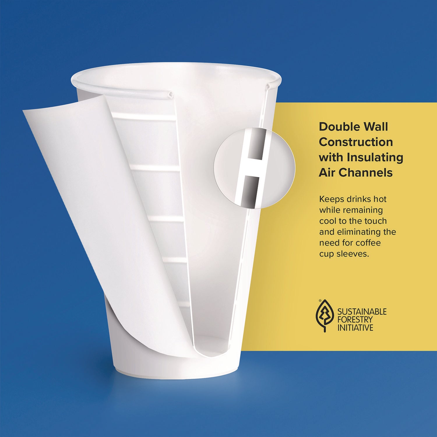 Thermoguard Insulated Paper Hot Cups, 8 oz, White Sustainable Forest Design, 1,000/Carton