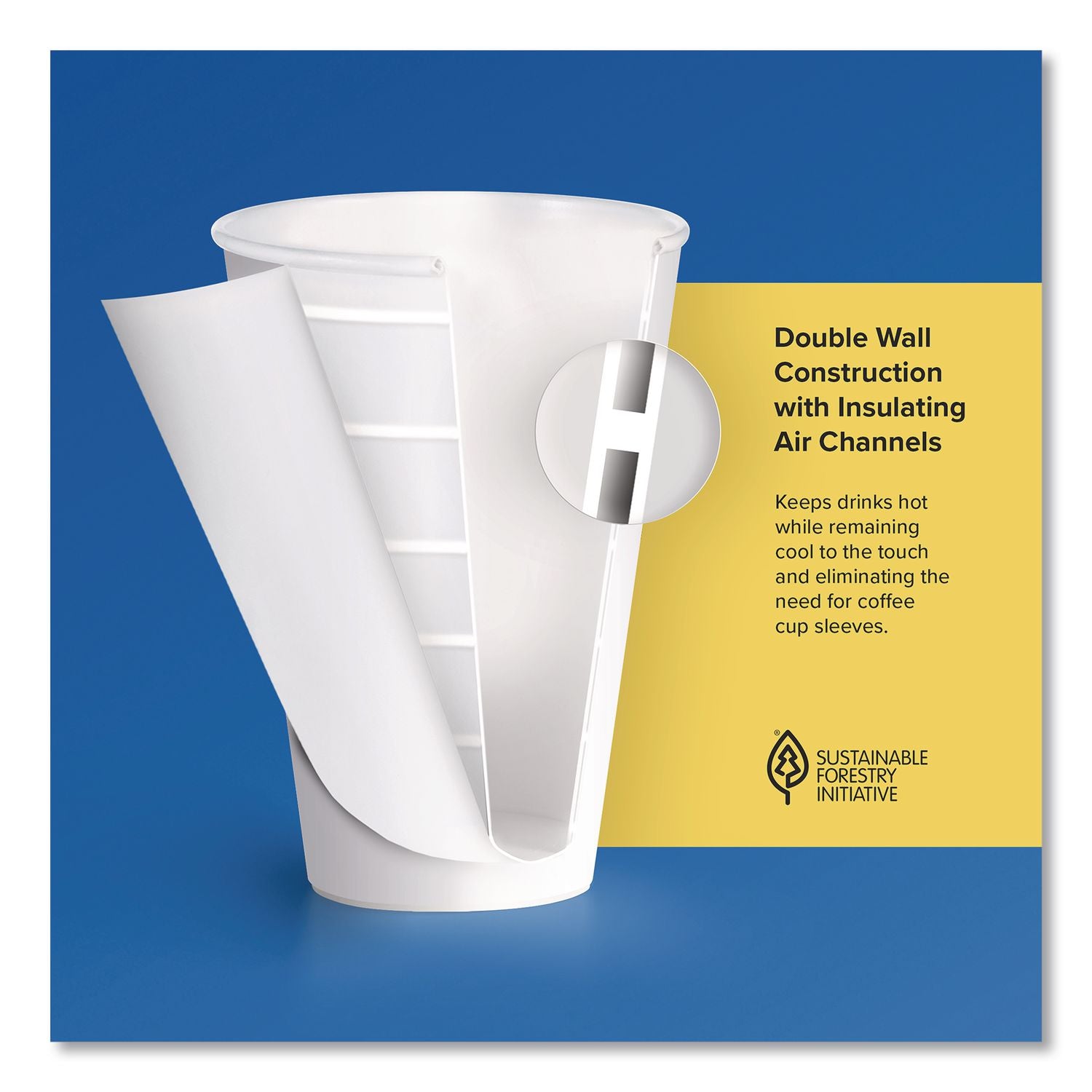 Thermoguard Insulated Paper Hot Cups, 16 oz, White Sustainable Forest Design, 30/Pack