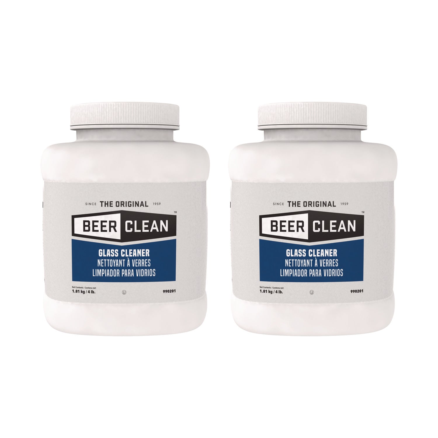 Beer Clean Glass Cleaner, Concentrate Powder, 64 oz (4 lb), White, 2/Carton, Residue-Free, Kosher, Odorless, Easy to Use, 9.45 pH
