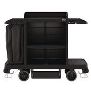Standard Housekeeping Cart, Plastic, 1 Shelf, 24" x 62.13" x 49.75", Black