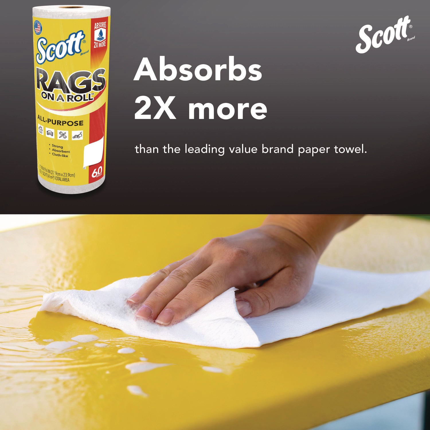 Rags On A Roll, 1-Ply, 9.4 X 11, White, 60/Roll, 12 Rolls/Carton