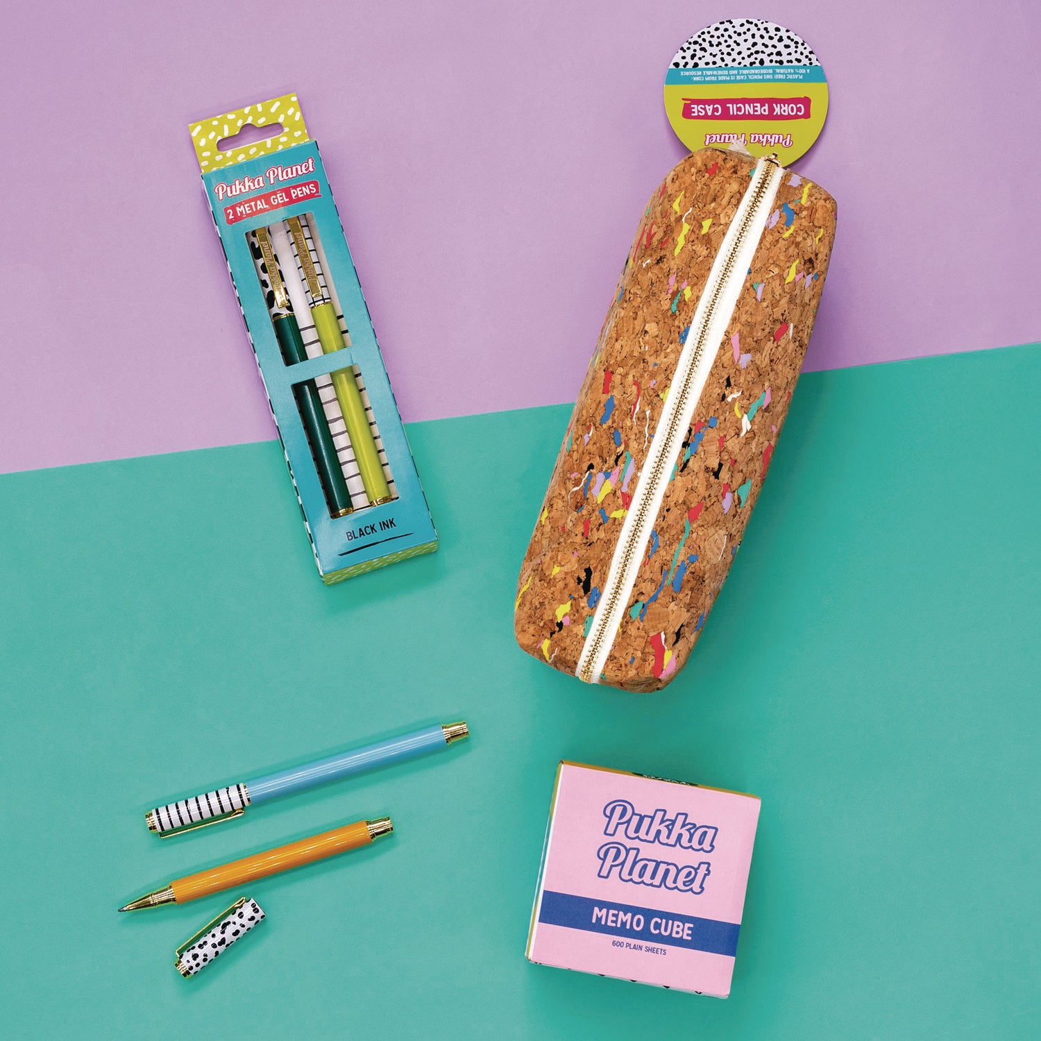 Pukka Planet Cork Pencil Case - Pack 6