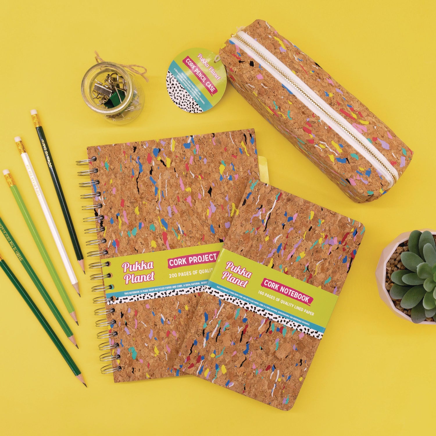 Pukka Planet Cork Pencil Case - Pack 6