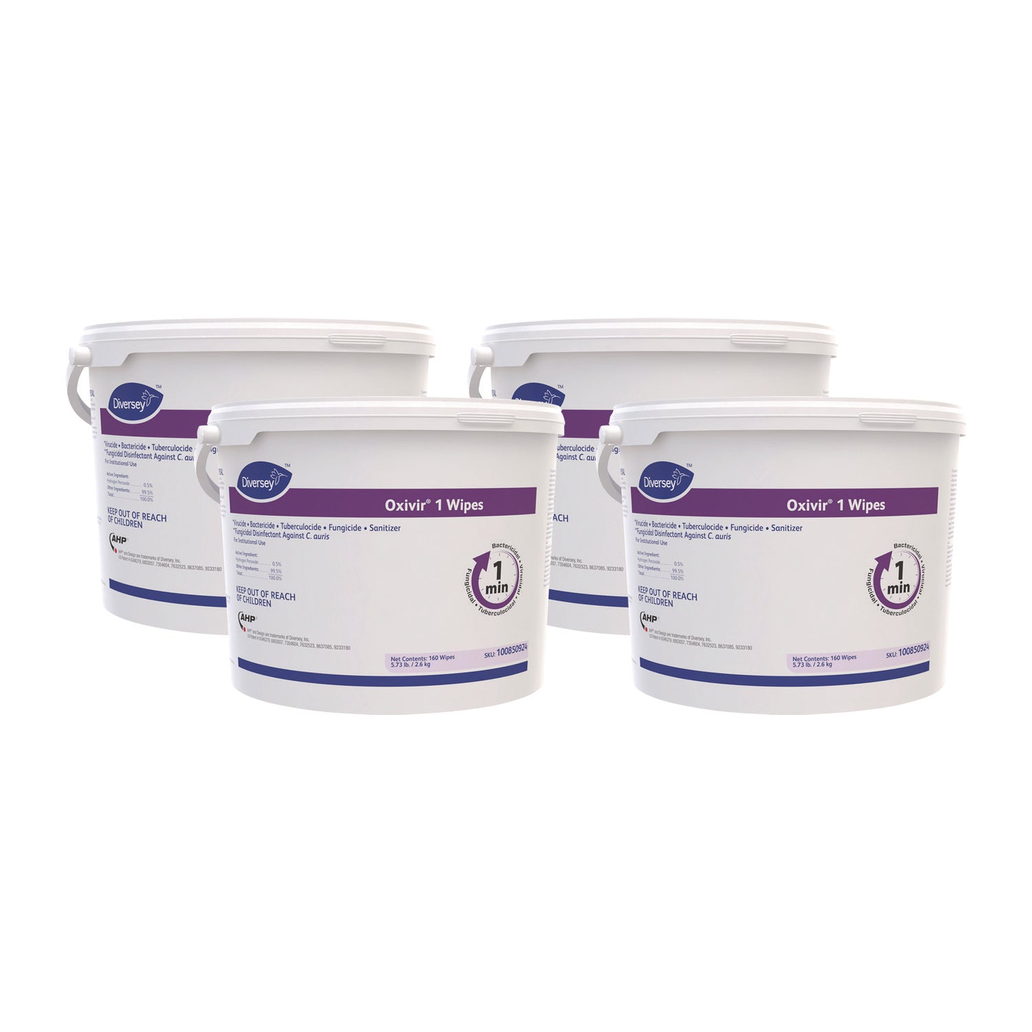 Diversey Oxivir One-Step Ready-to-Use Hospital Disinfectant Cleaner Wipes, Cherry Almond Scent, Colorless, 160 Wipes per Pack