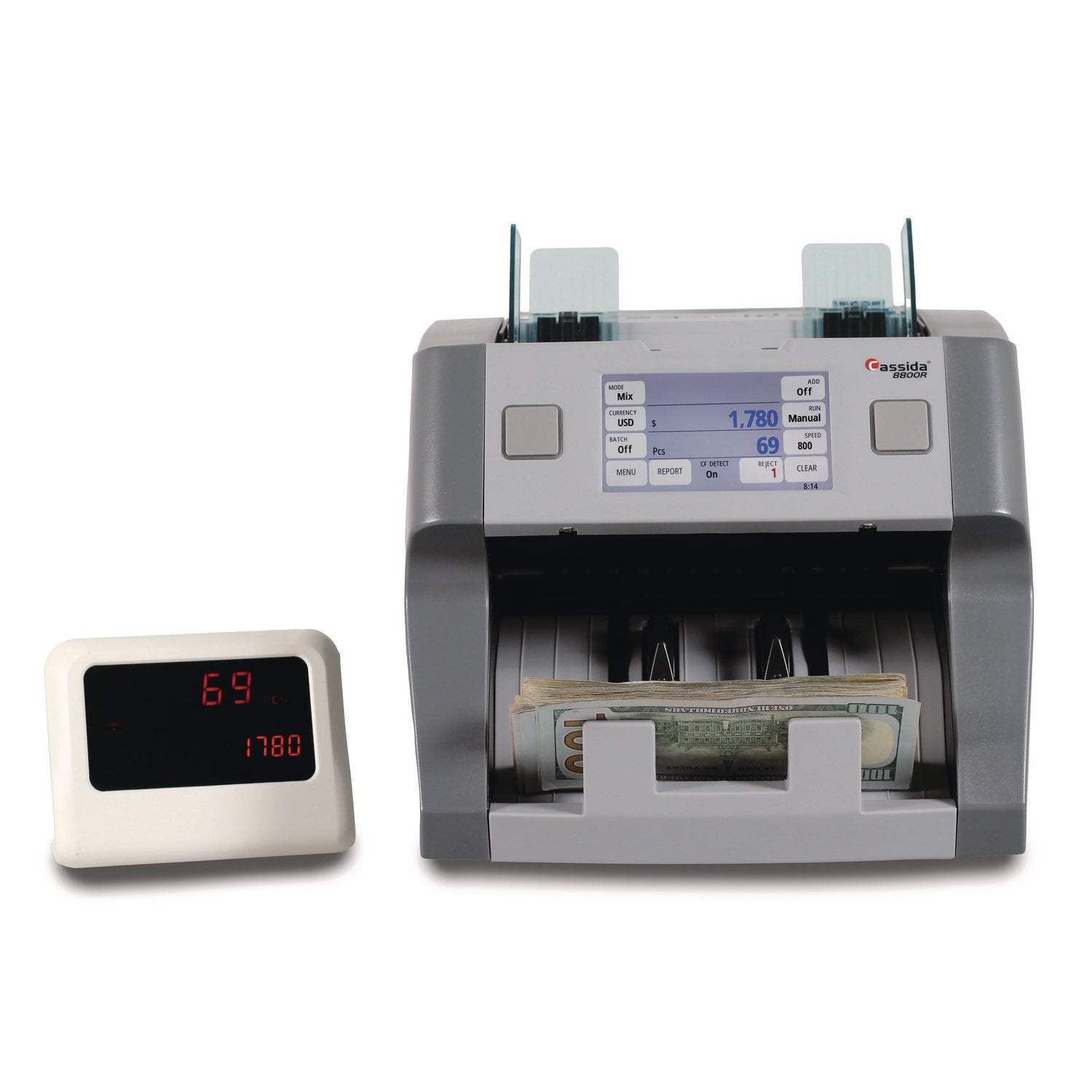 8800R Single Pocket Discriminator, 1,200 Bills/min, 9.5 x 11 x 10.4, Gray