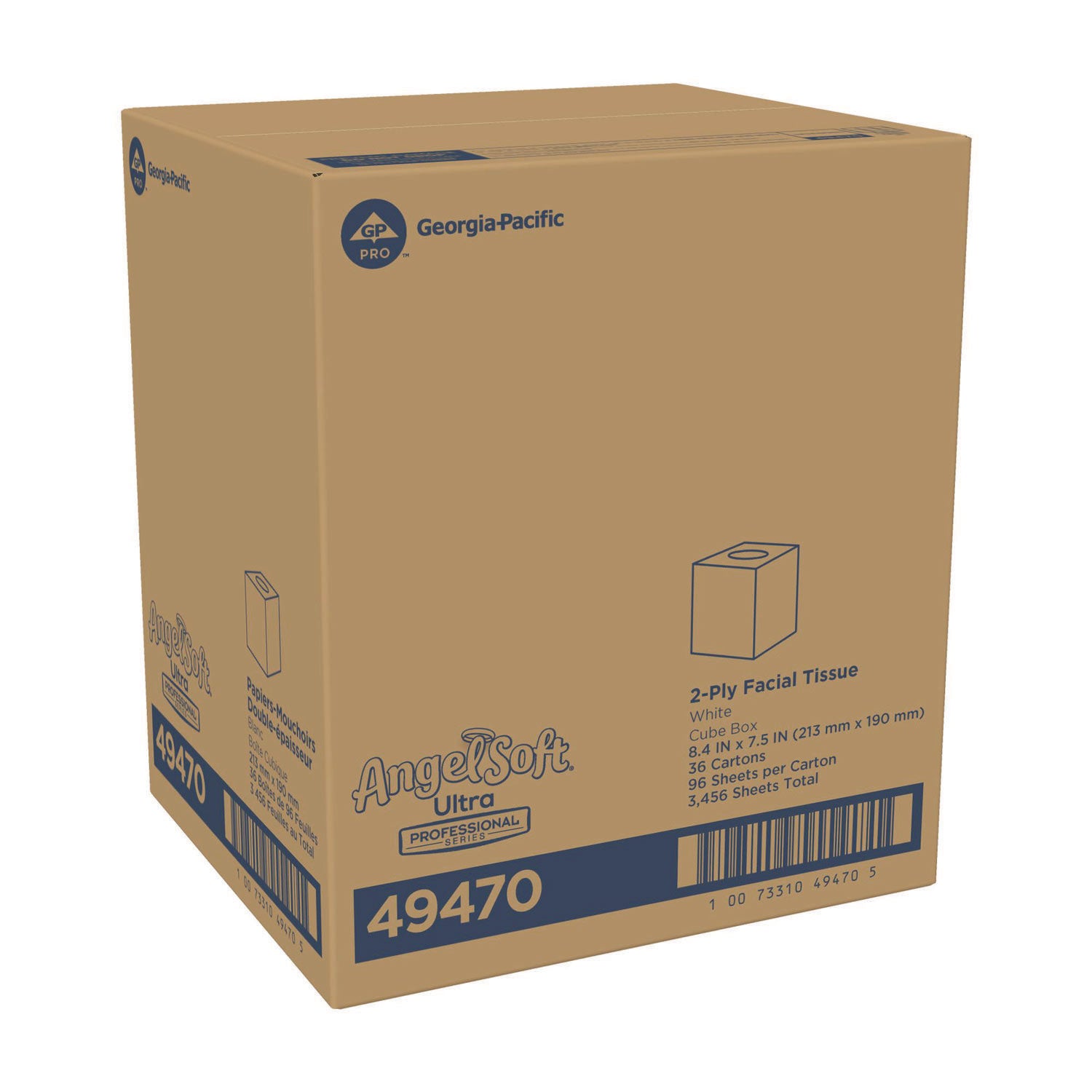 Angel Soft Professional Series Facial Tissue, 2-Ply, White, 96 Tissues/Box, 36 Boxes/Carton