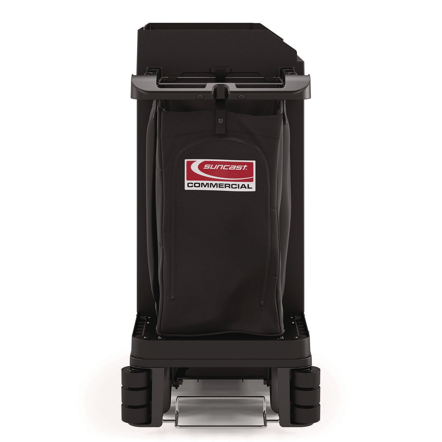 Partially Assembled Premium Housekeeping Cart, Plastic, 1 Shelf, 24 x 62.13 x 49.75, Black