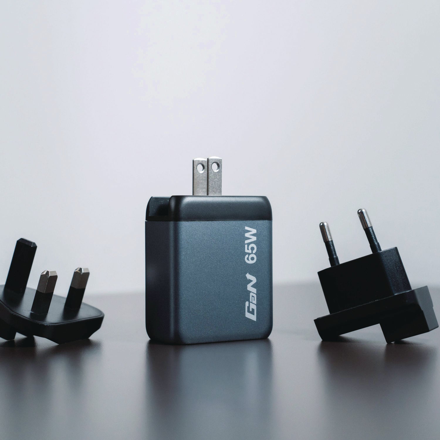 65 W 3-Port GaN Wall Charger, Black/Gray