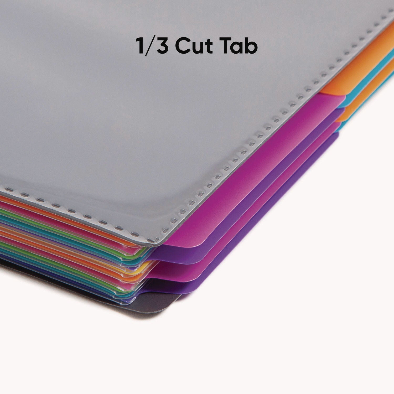 Smead 24-Pocket Poly Project Organizer, Letter Size, 1/3-Cut Assorted Tabs, 12 Dividers, Spiral Fastener, Lay Flat, Tear Proof, Water Resistant, Yellow/Pink/Lime/Blue/Purple, 1 Each