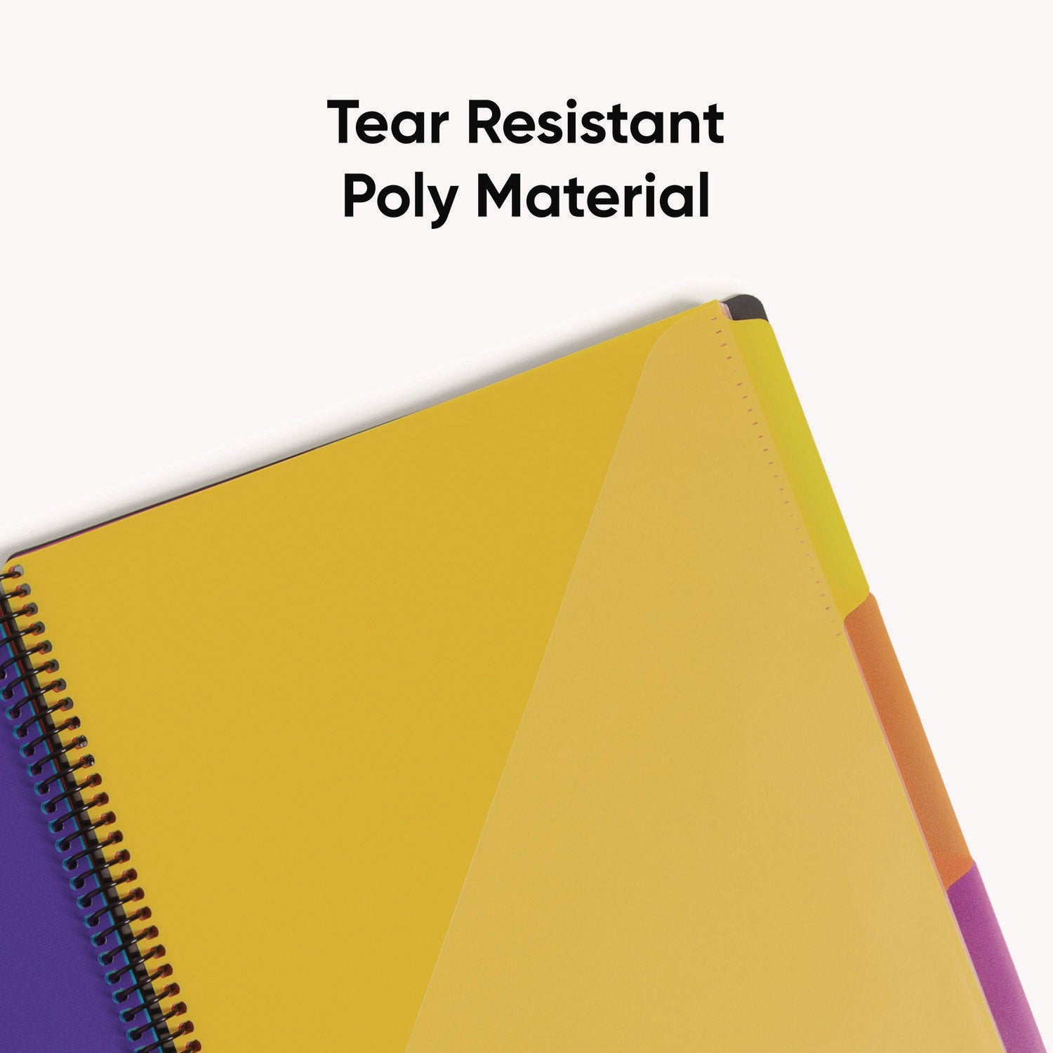 Smead 24-Pocket Poly Project Organizer, Letter Size, 1/3-Cut Assorted Tabs, 12 Dividers, Spiral Fastener, Lay Flat, Tear Proof, Water Resistant, Yellow/Pink/Lime/Blue/Purple, 1 Each