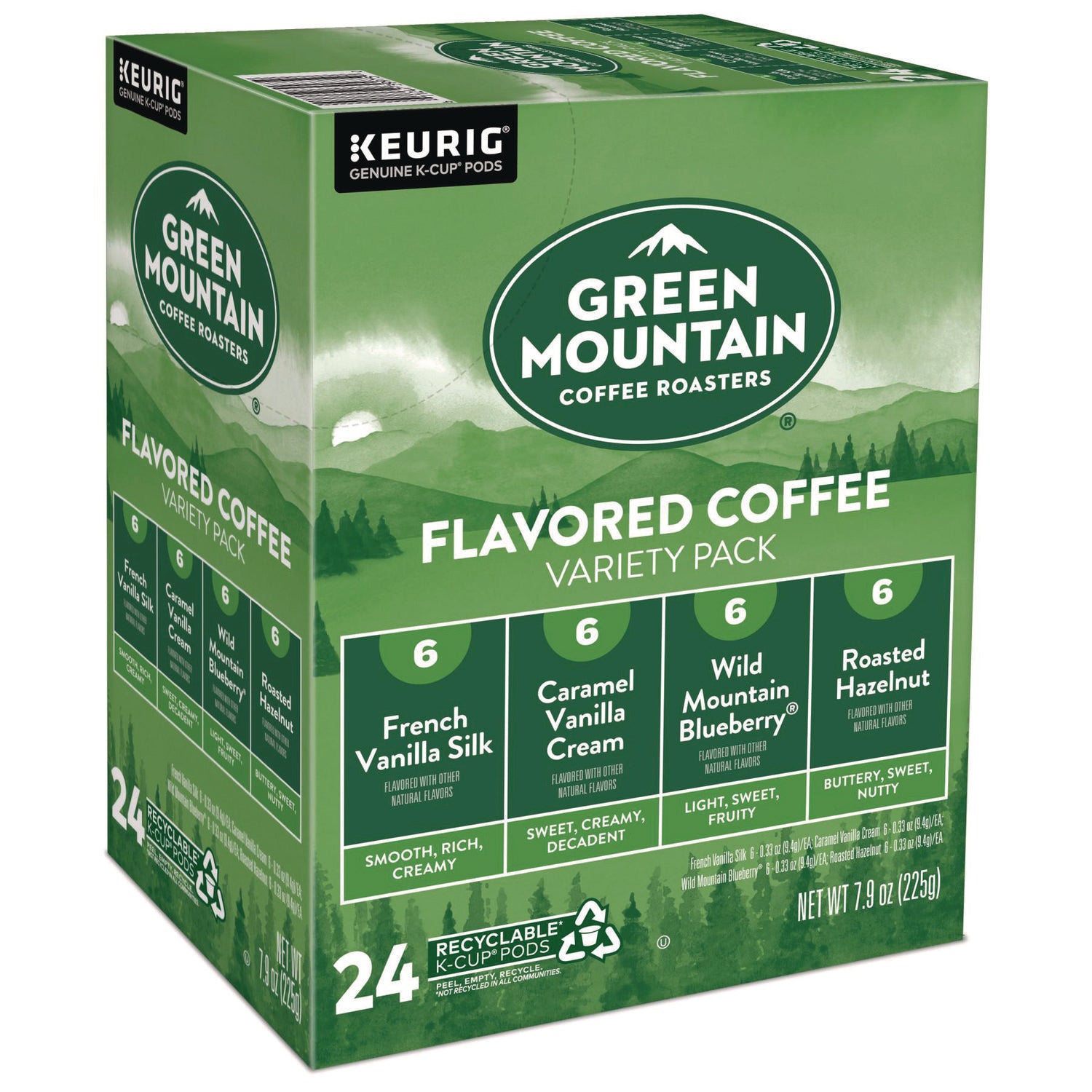 Compatible with Keurig Brewer - Light - K-Cup - French Vanilla, Caramel Vanilla Cream, Wild Mountain Blueberry, Hazelnut - 24 / Box