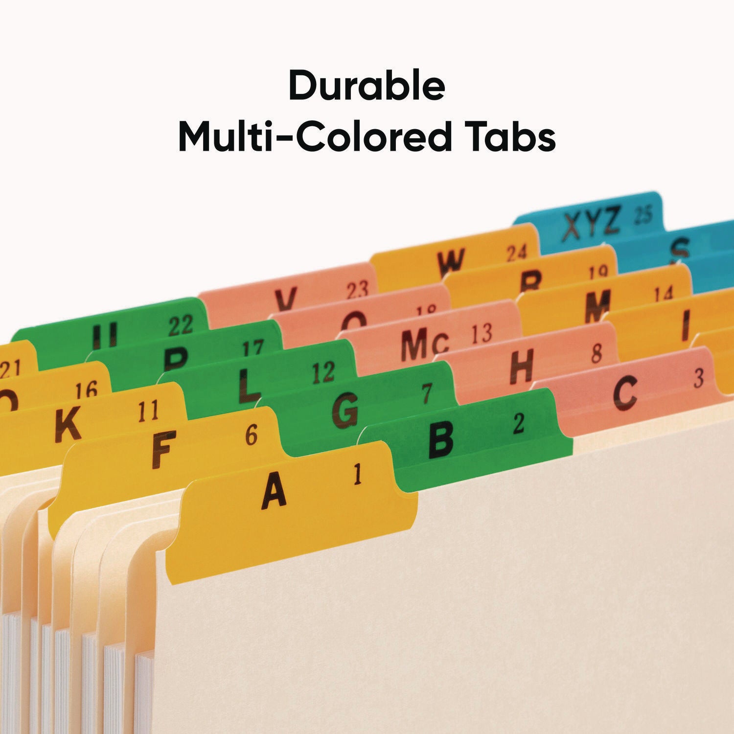 Smead File Guide - 25 Printed Assorted Tab(s) - Character - A-Z - 25 Tab(s)/Set - Letter - Yellow Manila, Green, Pink, Salmon, Blue Tab(s) - 10% Recycled - 1 Set