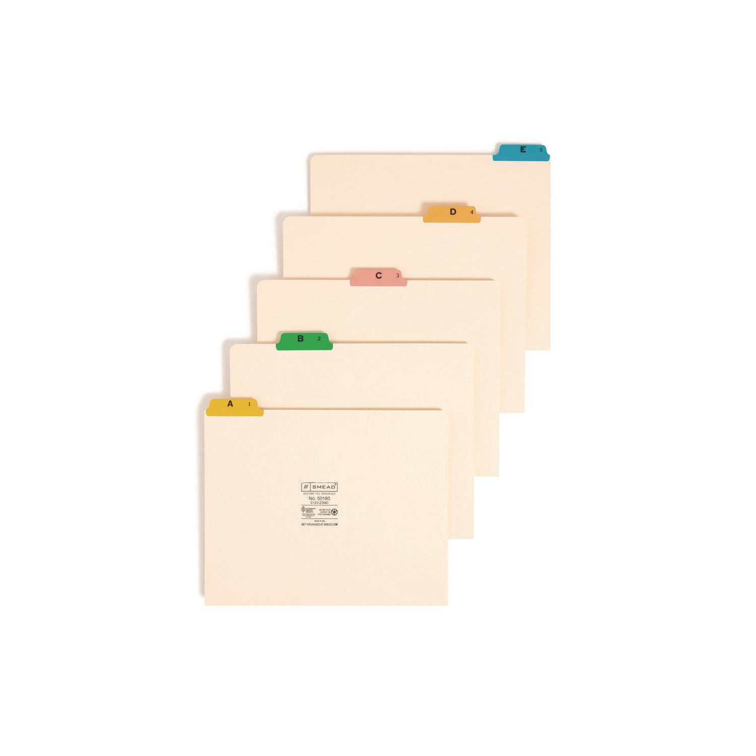 Smead File Guide - 25 Printed Assorted Tab(s) - Character - A-Z - 25 Tab(s)/Set - Letter - Yellow Manila, Green, Pink, Salmon, Blue Tab(s) - 10% Recycled - 1 Set