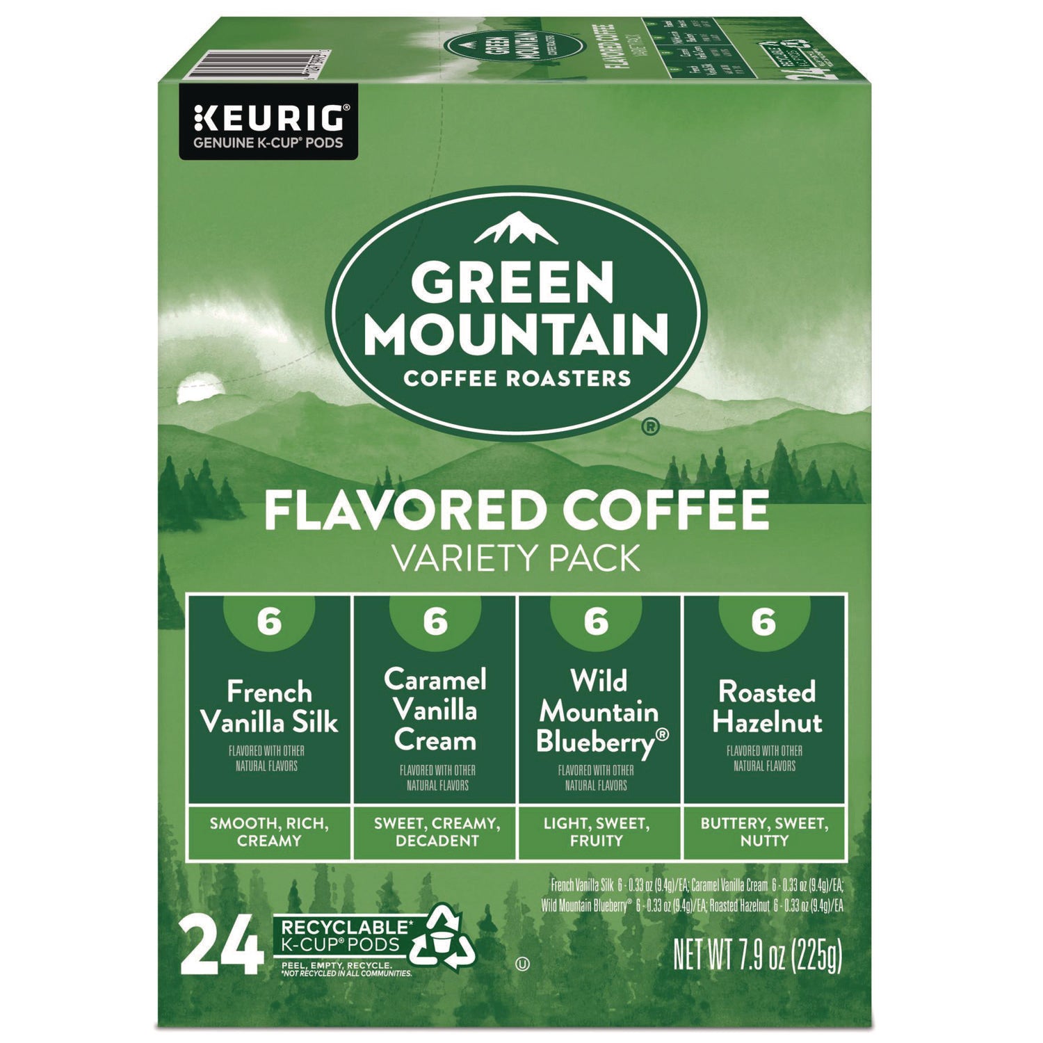 Compatible with Keurig Brewer - Light - K-Cup - French Vanilla, Caramel Vanilla Cream, Wild Mountain Blueberry, Hazelnut - 24 / Box