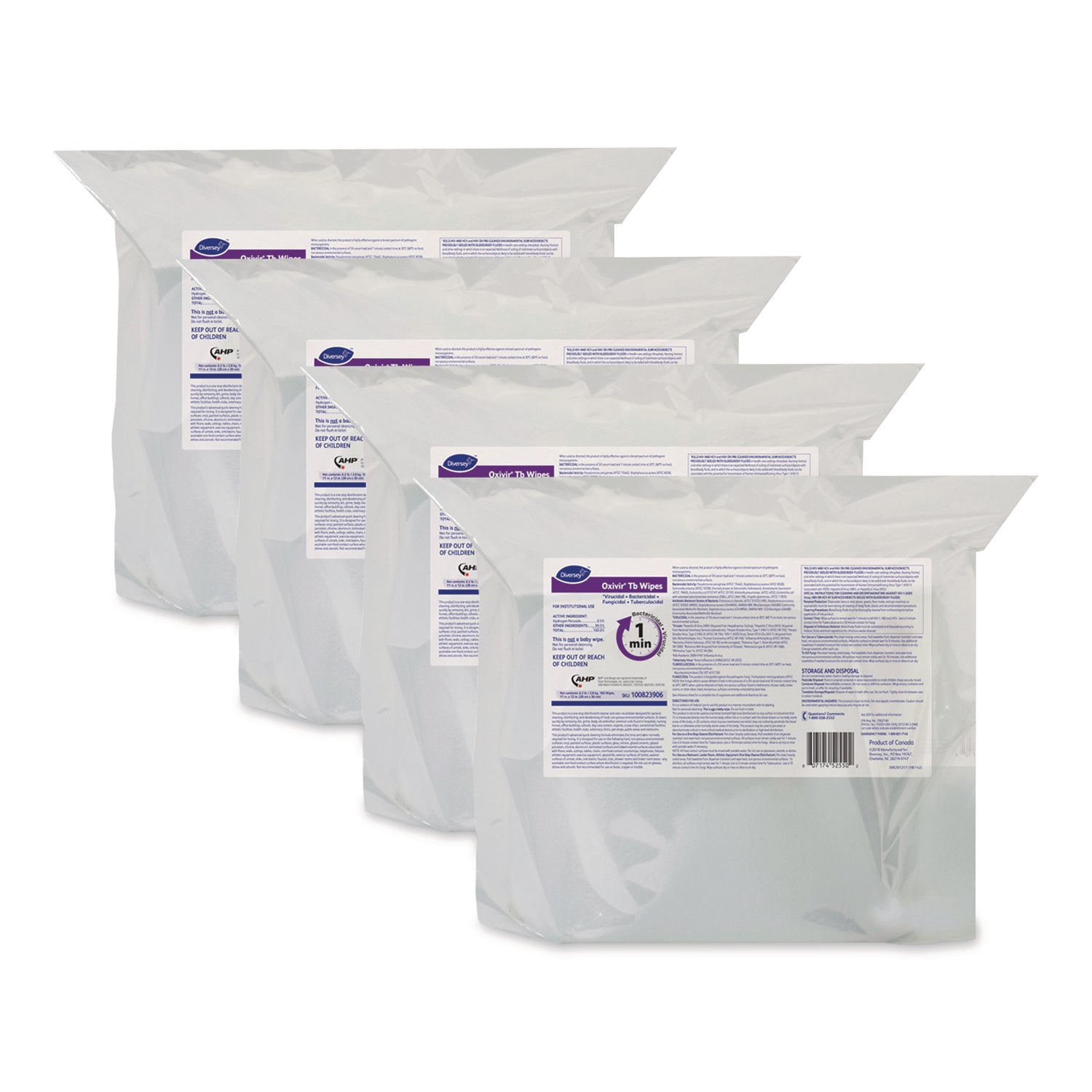 Diversey Oxivir Tb Wipes - For Nonporous Surface - Ready-To-Use - Surfactant Scent - 12" Length x 11" Width - VOC-free, Fragrance-free, NPE-free, Non-irritating, Color-free - White - 160/Bag - 4 / Carton