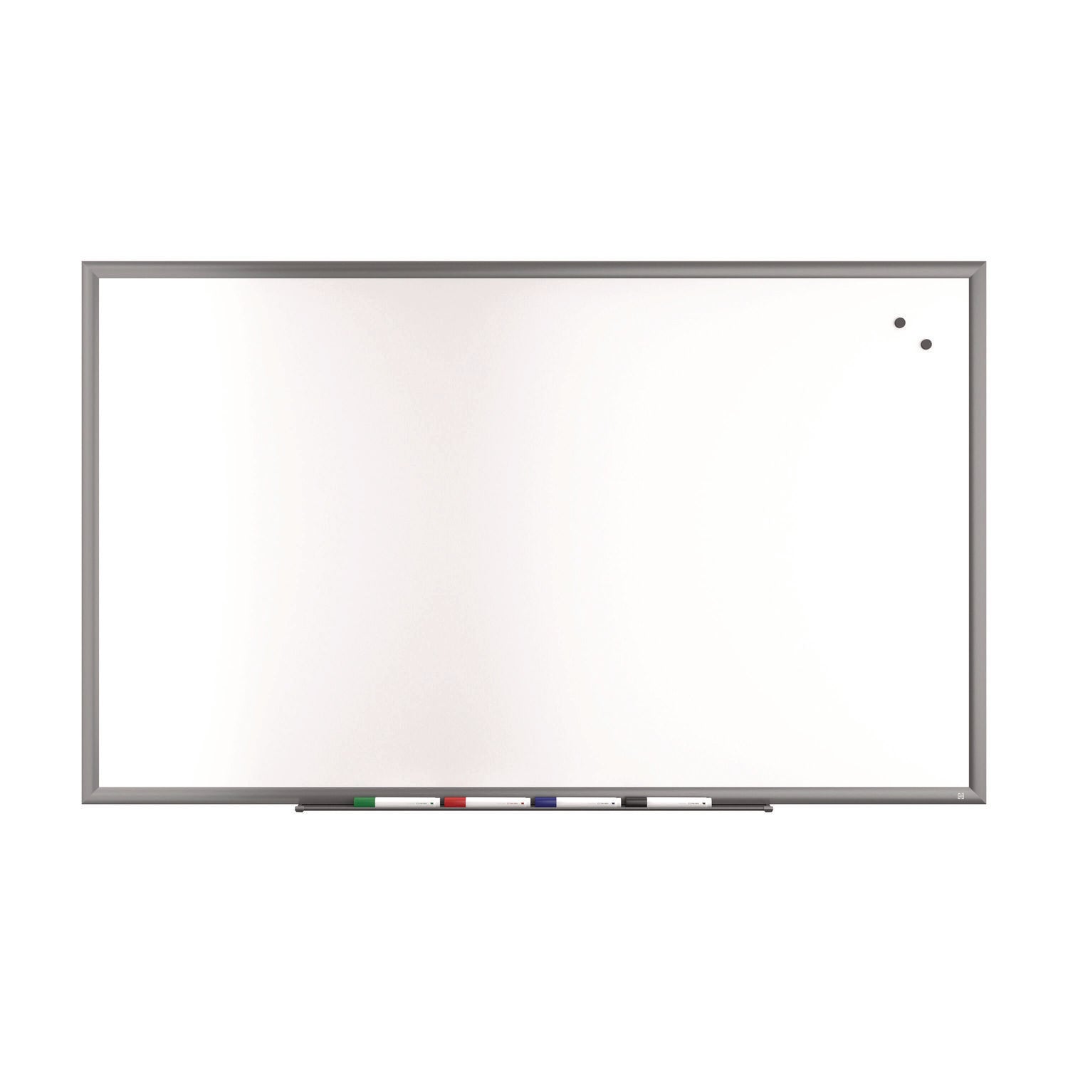 Magnetic Porcelain Dry Erase Board, 60" x 36", White Surface, Gray/Natural Aluminum Frame