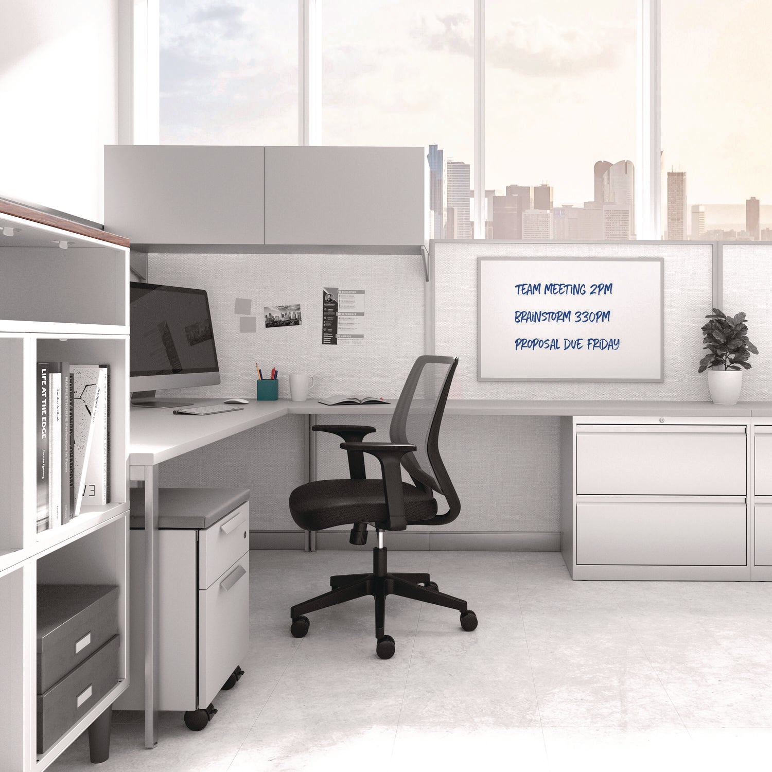 Melamine Dry Erase Board, 36" x 24", White Surface, Gray/Natural Aluminum Frame