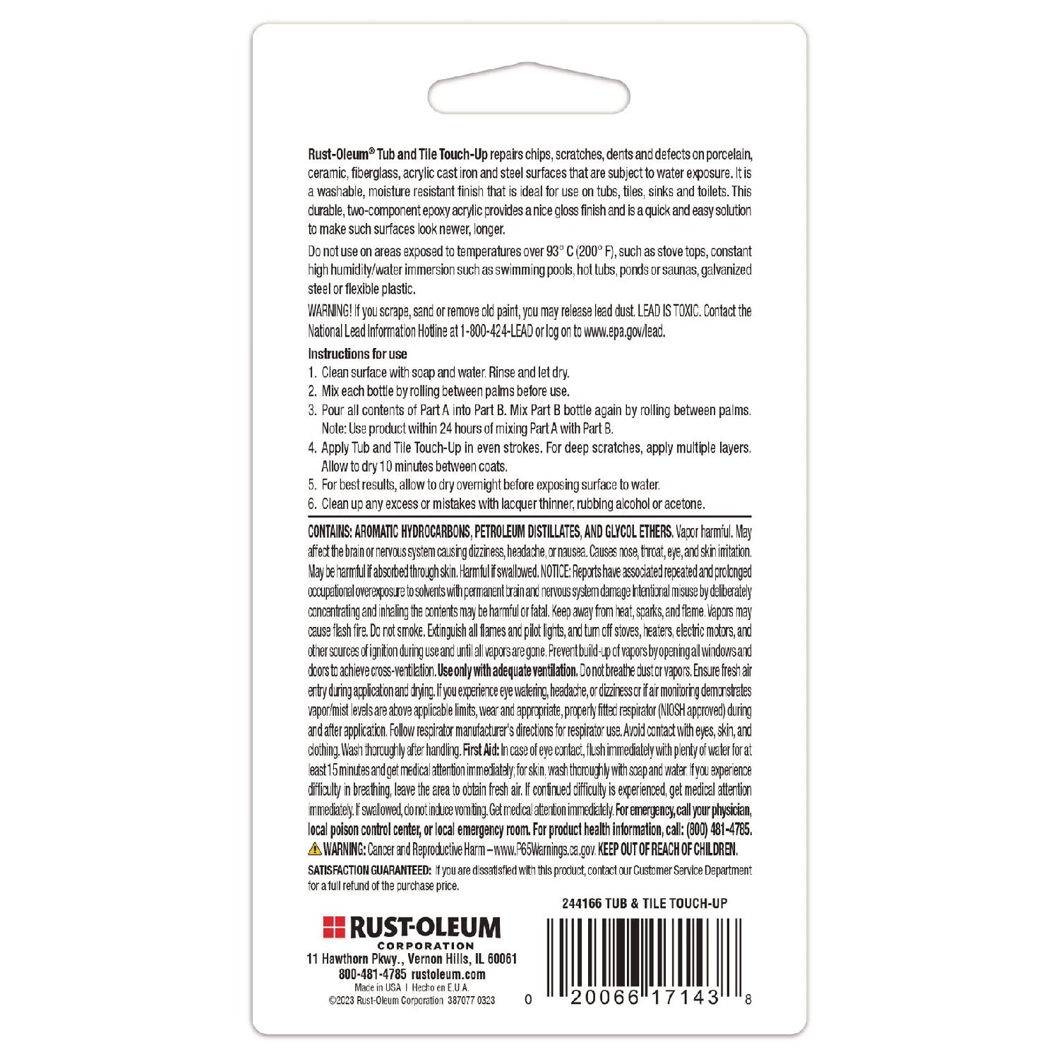 Specialty Gloss White Tub and Tile Touch Up, Gloss White, 0.54 oz Glass Vials, 6 Kits/Carton