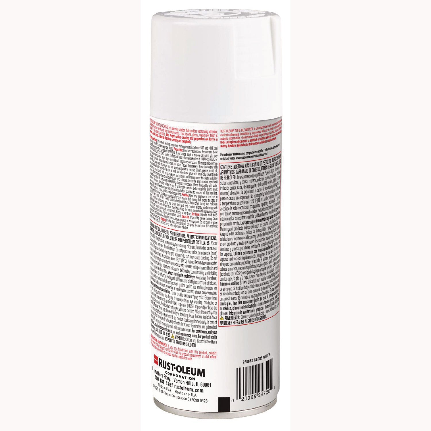 Specialty Tub and Tile Spray, Gloss White, 12 oz Aerosol Can, 6/Carton