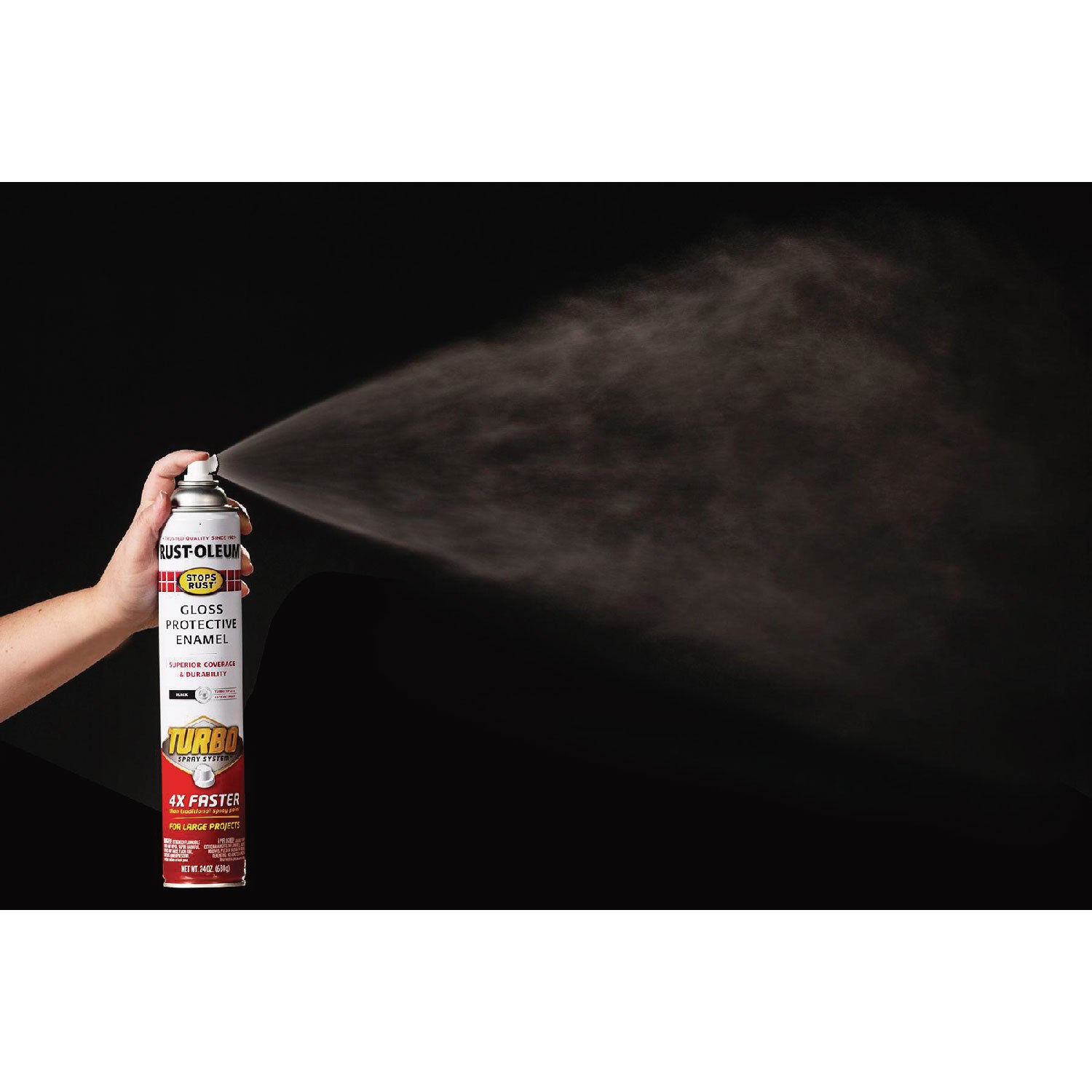Stops Rust Turbo Spray, Gloss Black, 24 oz Aerosol Can, 6/Carton