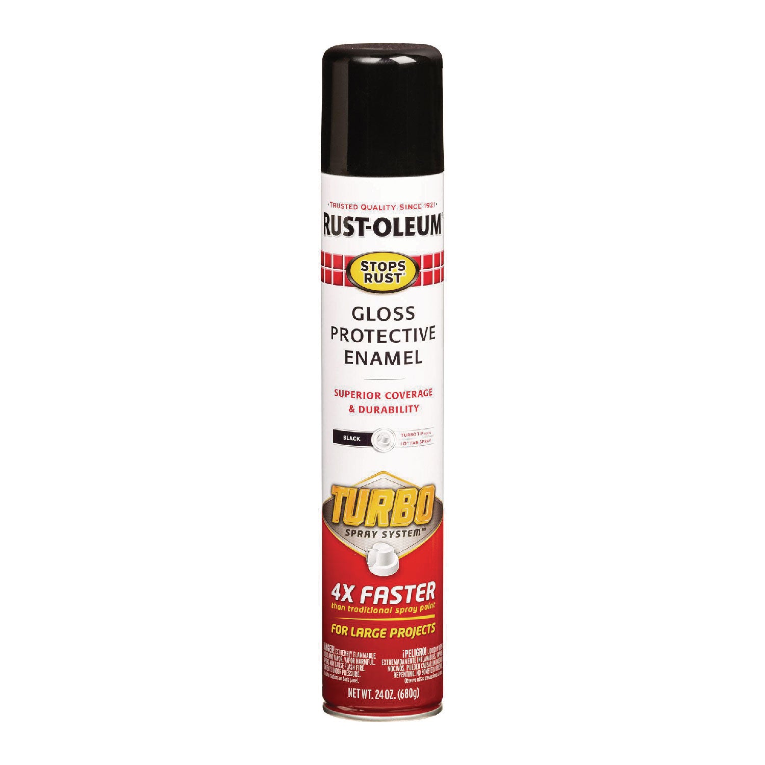 Stops Rust Turbo Spray, Gloss Black, 24 oz Aerosol Can, 6/Carton