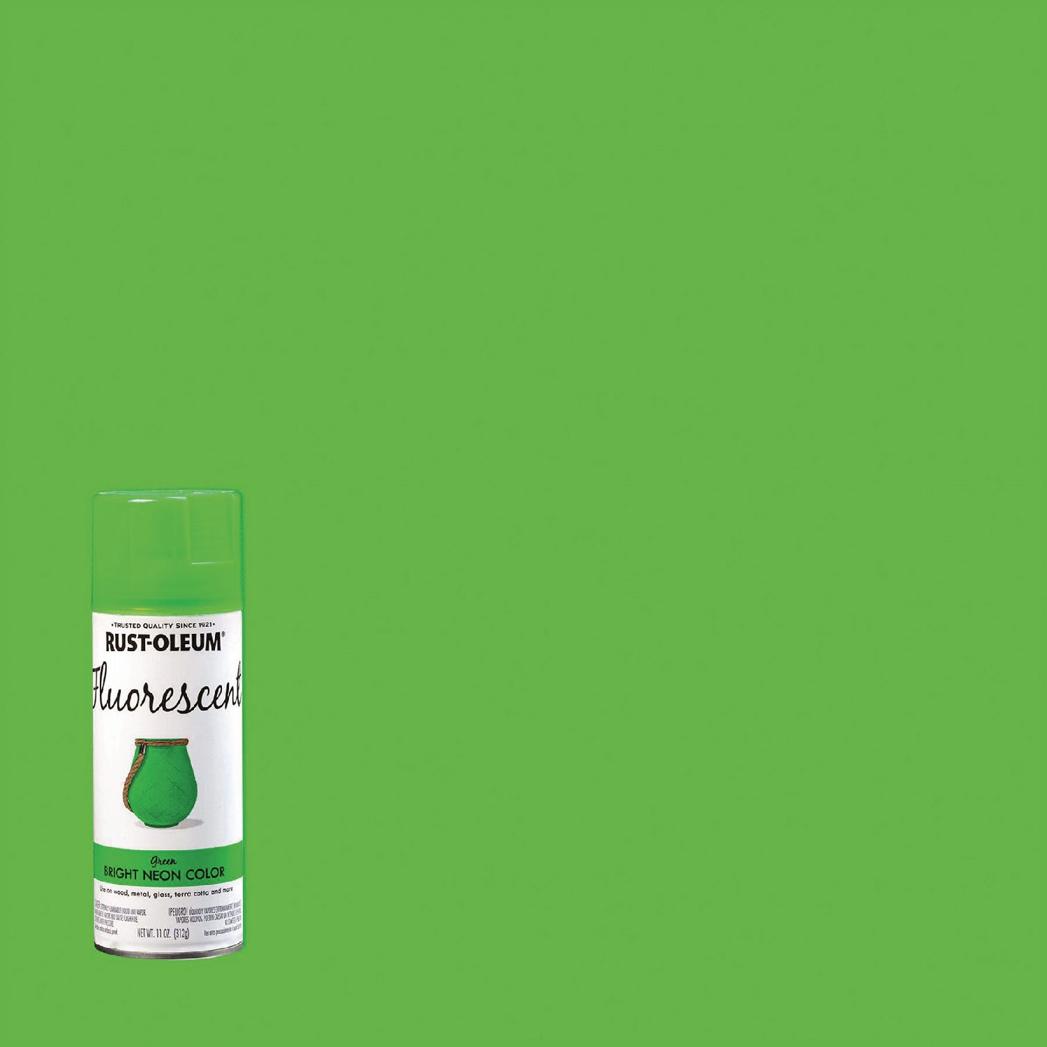Specialty Fluorescent Spray Paint, Flat Fluorescent Green, 11 oz Aerosol Can, 6/Carton