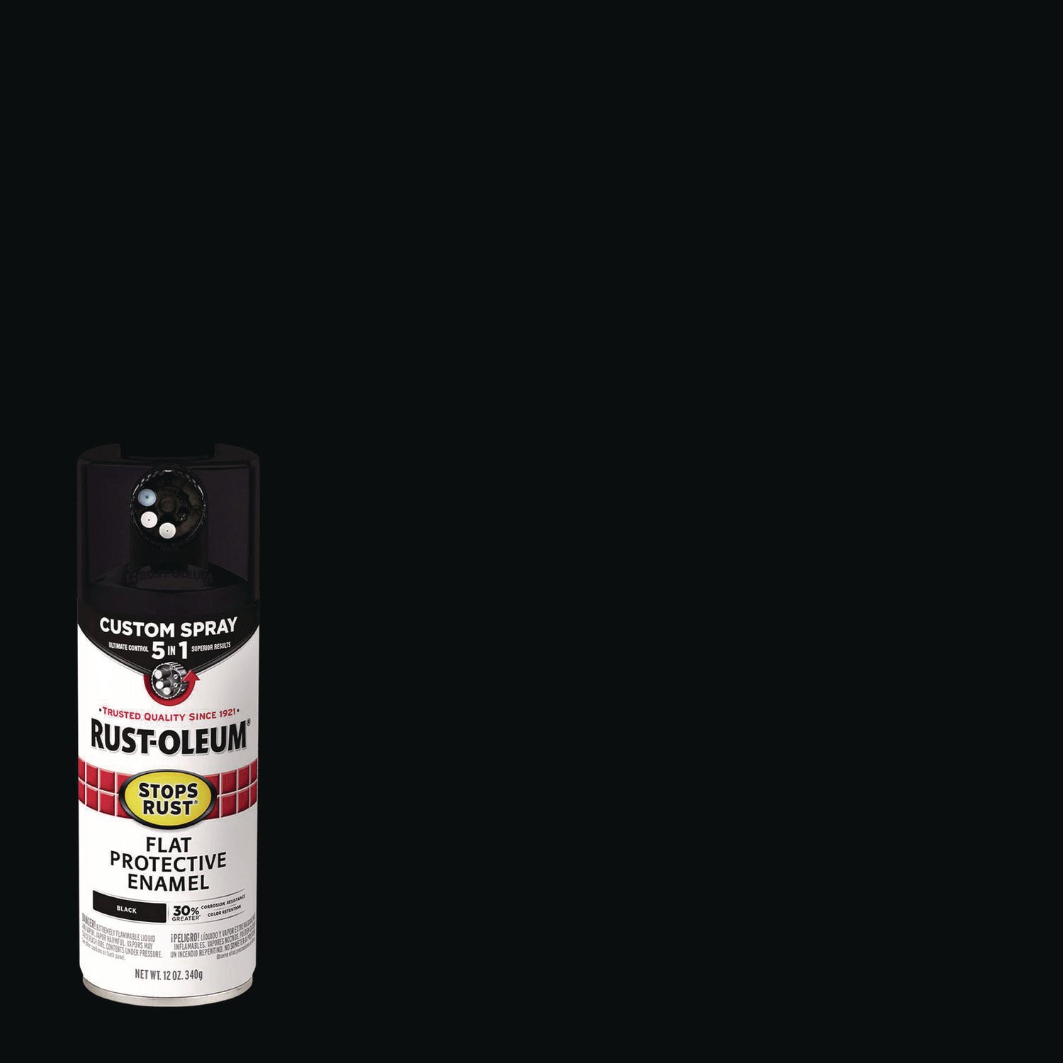 Stops Rust 5-in-1 Spray Paint, Flat Black, 12 oz Aerosol Can