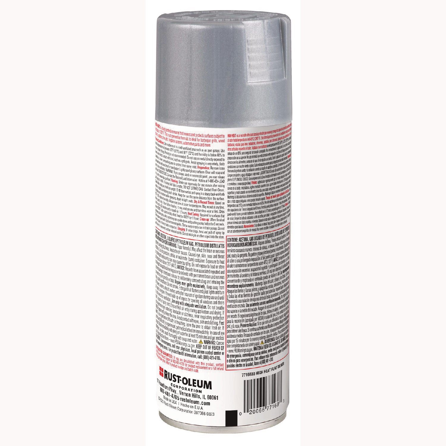 High Heat Enamel Spray Paint, Flat Silver, 12 oz Aerosol Can, 6/Carton