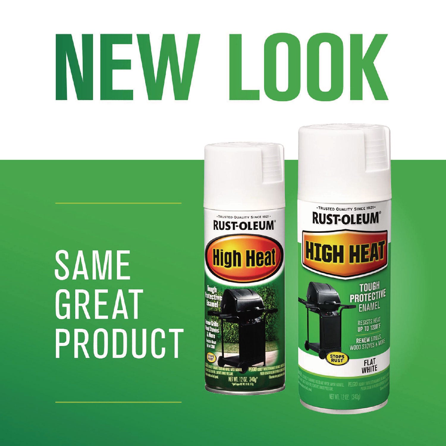 High Heat Enamel Spray Paint, Flat White, 12 oz Aerosol Can, 6/Carton
