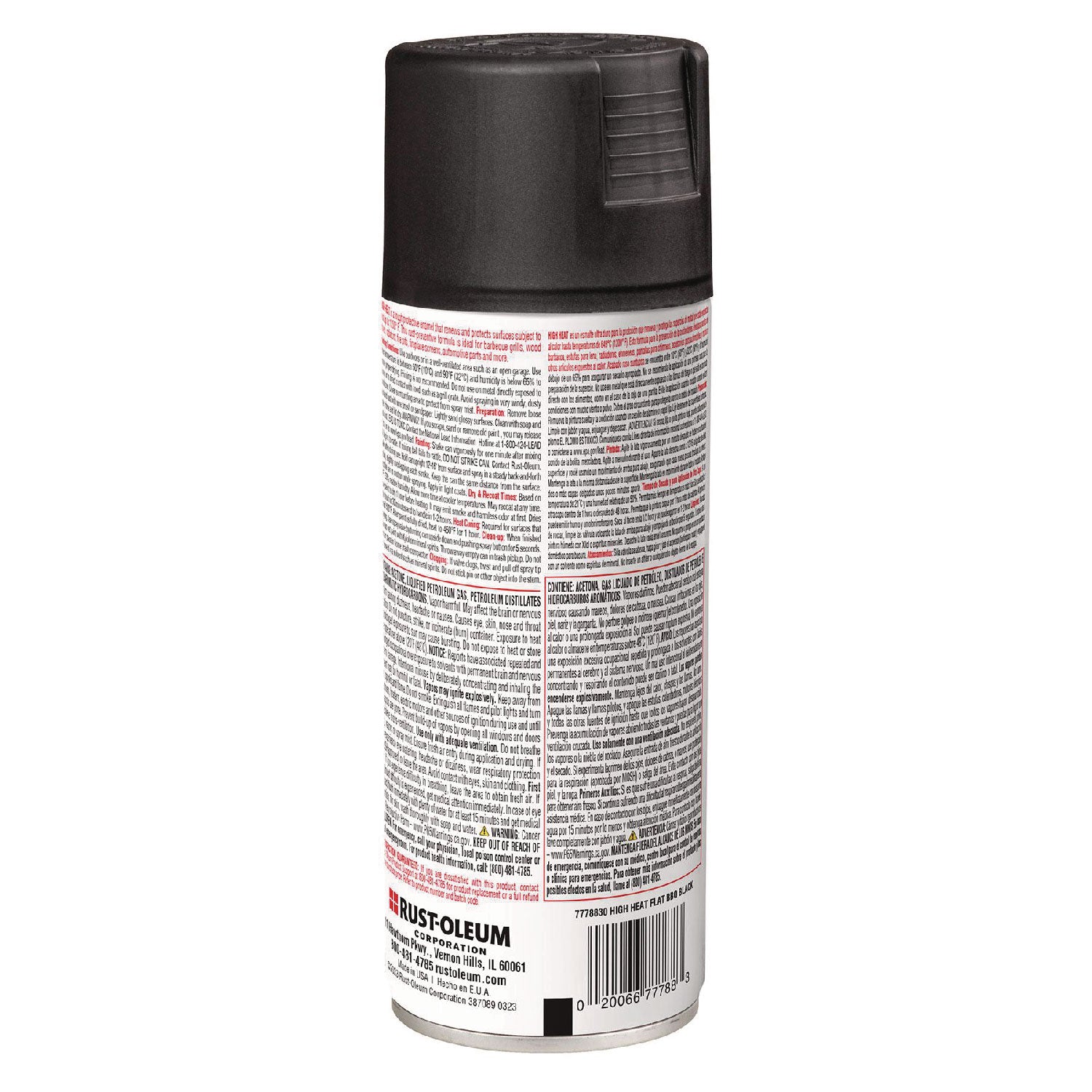 High Heat Enamel Spray Paint, Flat Black, 12 oz Aerosol Can, 6/Carton