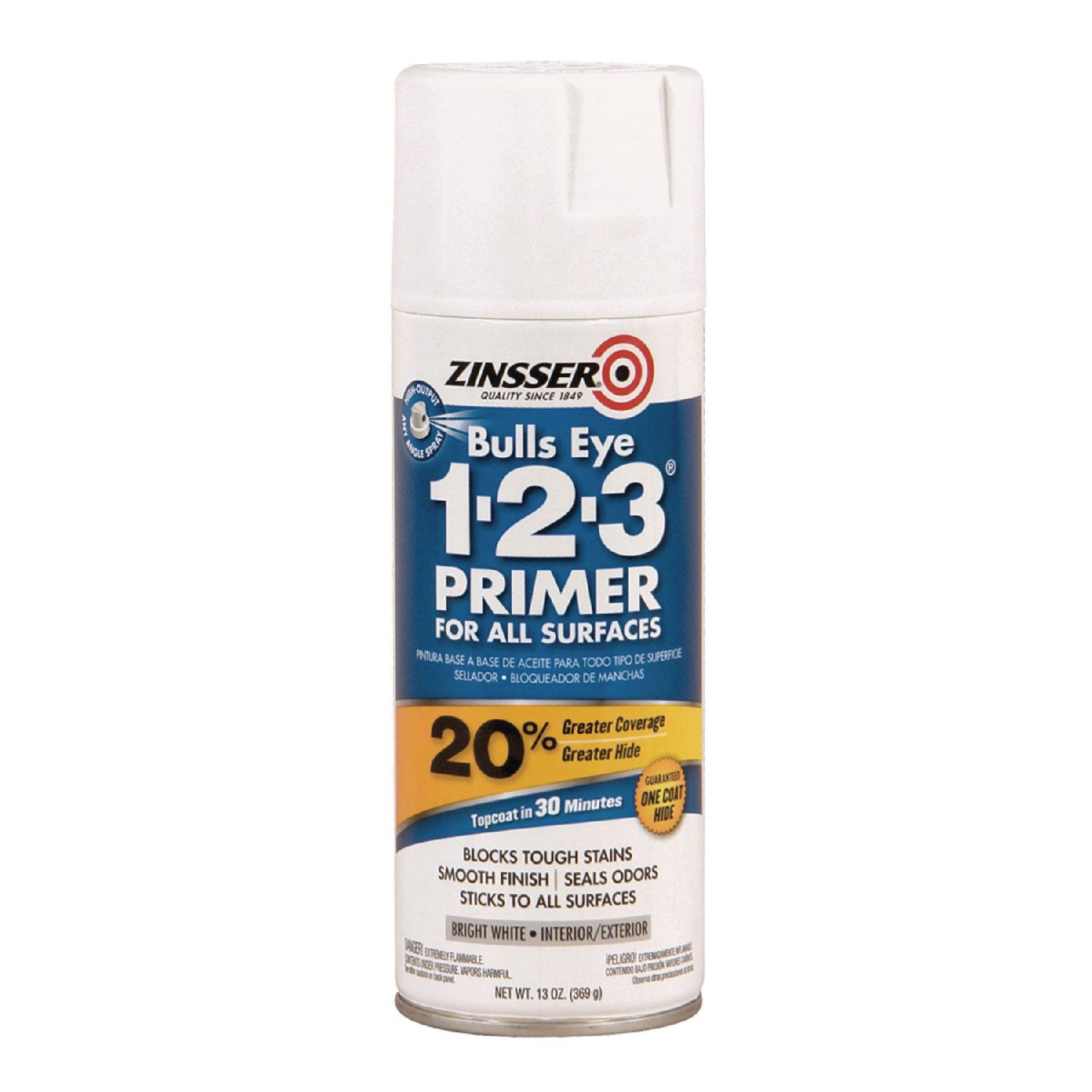 Rust-Oleum Bulls Eye 1-2-3 Water-Based Primer - White - 1 Each