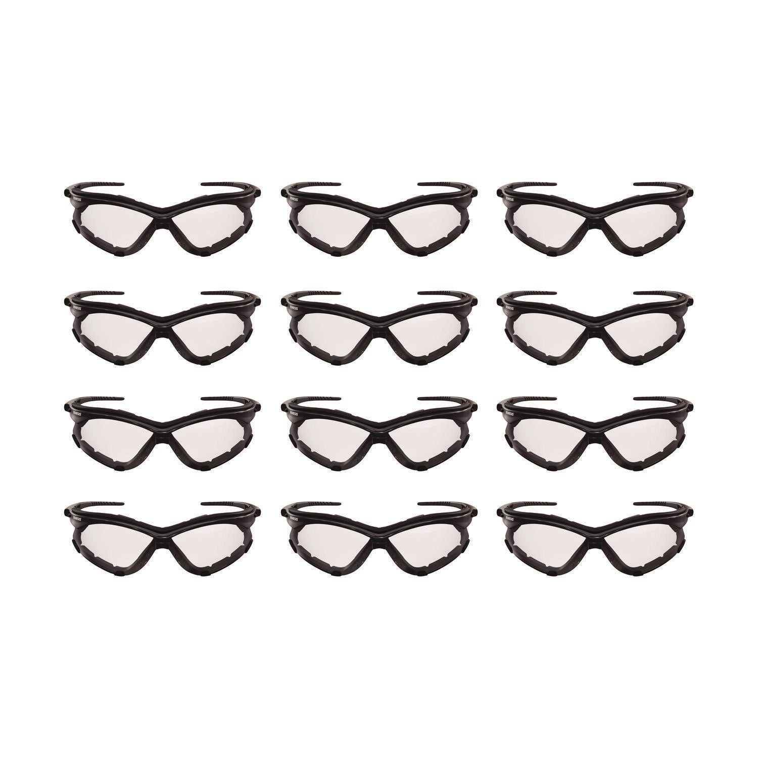 V30 Nemesi Foam Safety Glasses, Black Nylon Frame, Clear Polycarbonate Lens, 12/Carton