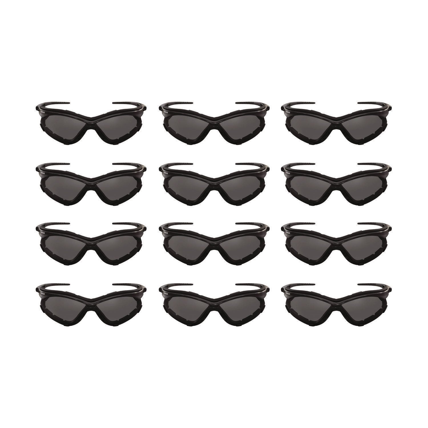 V30 Nemesis Foam Safety Glasses, Black Nylon Frame, Smoke Polycarbonate Lens, 12/Carton