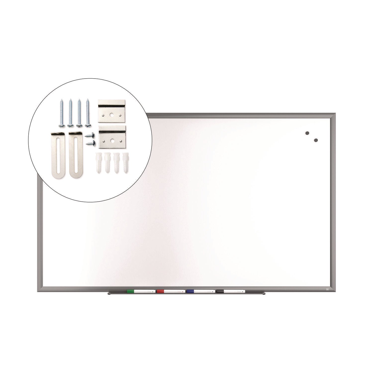 Magnetic Porcelain Dry Erase Board, 60" x 36", White Surface, Gray/Natural Aluminum Frame