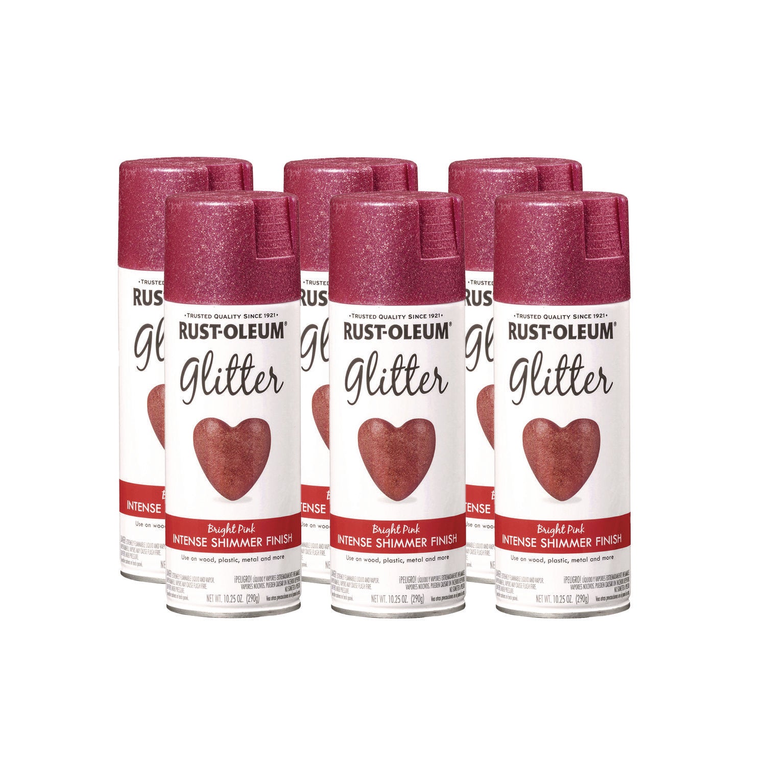 Specialty Glitter Spray Paint, Glitter Pink, 10.25 oz Aerosol Can, 6/Carton
