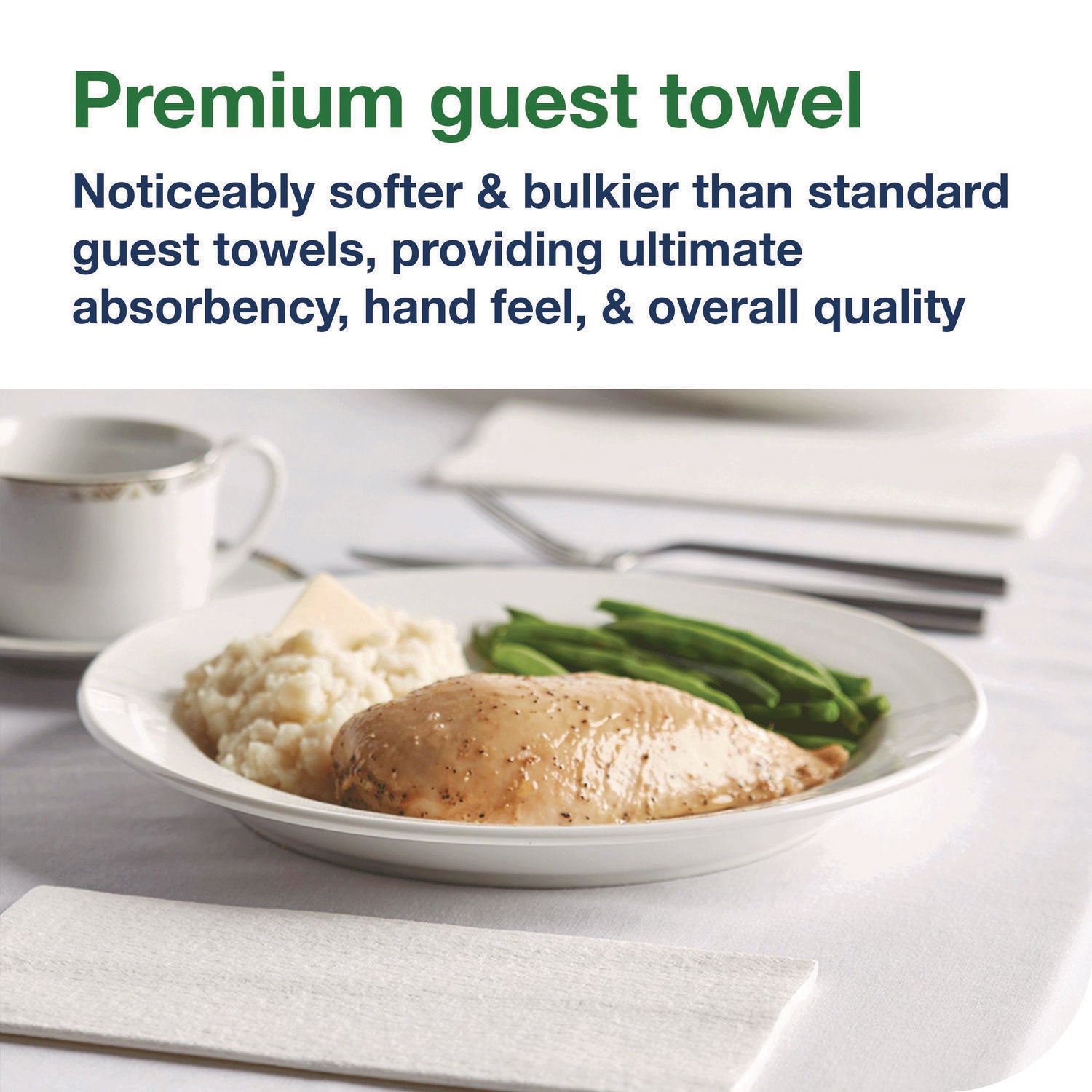 LinStyle Dinner Napkin, 1-Ply, 15 x 16, White, 1,000/Carton