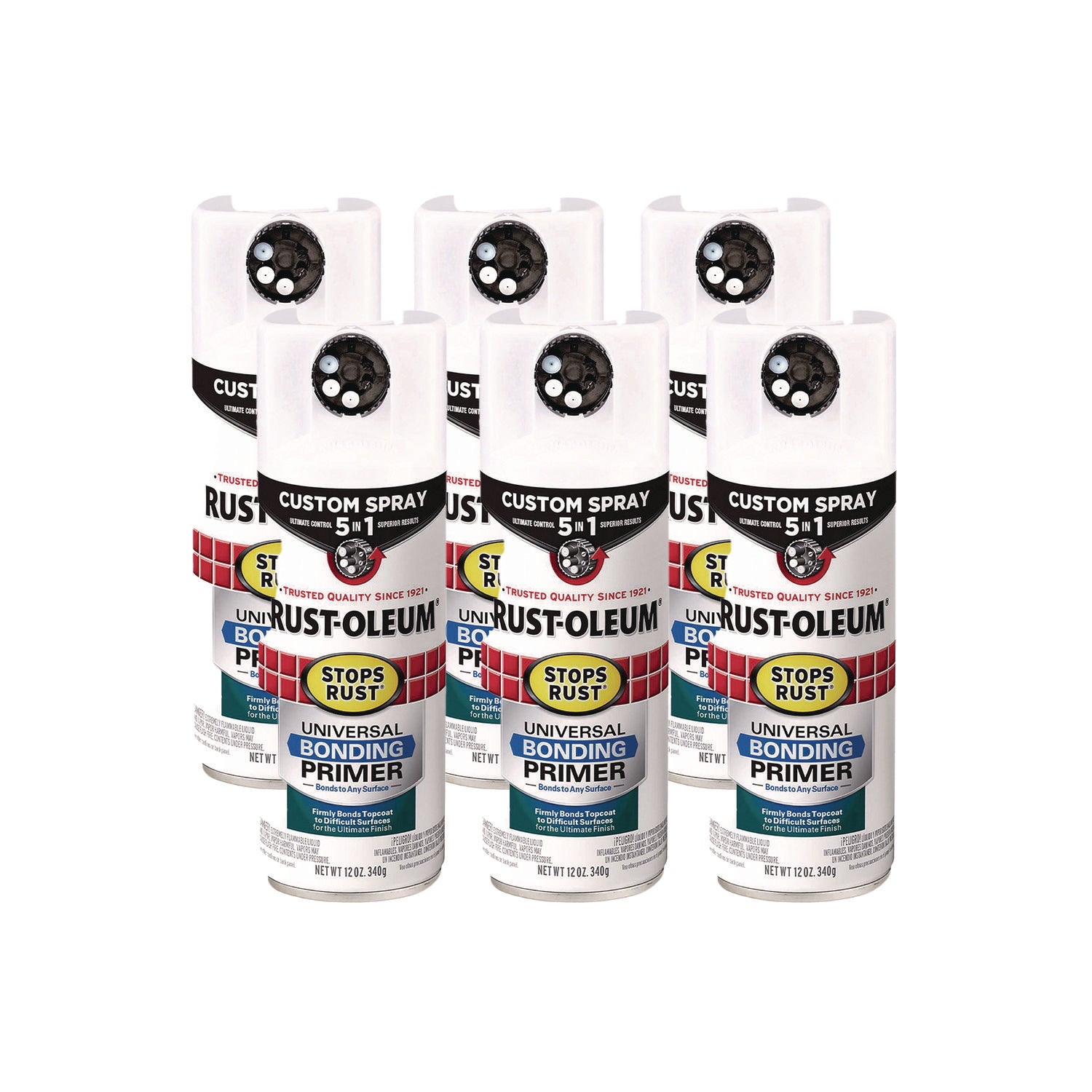 Stops Rust 5-in-1 Spray Paint, White, 12 oz Aerosol Can, 6/Carton