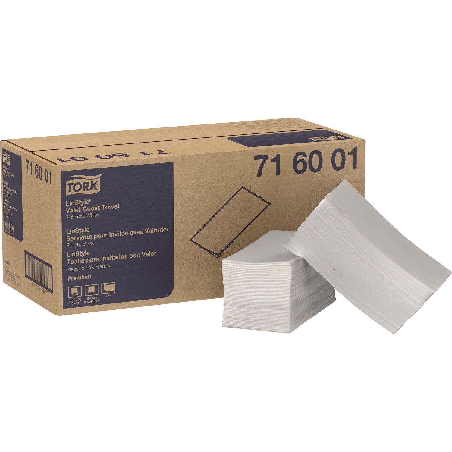 LinStyle Valet Guest Towel, 1-Ply, 11.5 x 17, White, 100/Pack, 5 Packs/Carton