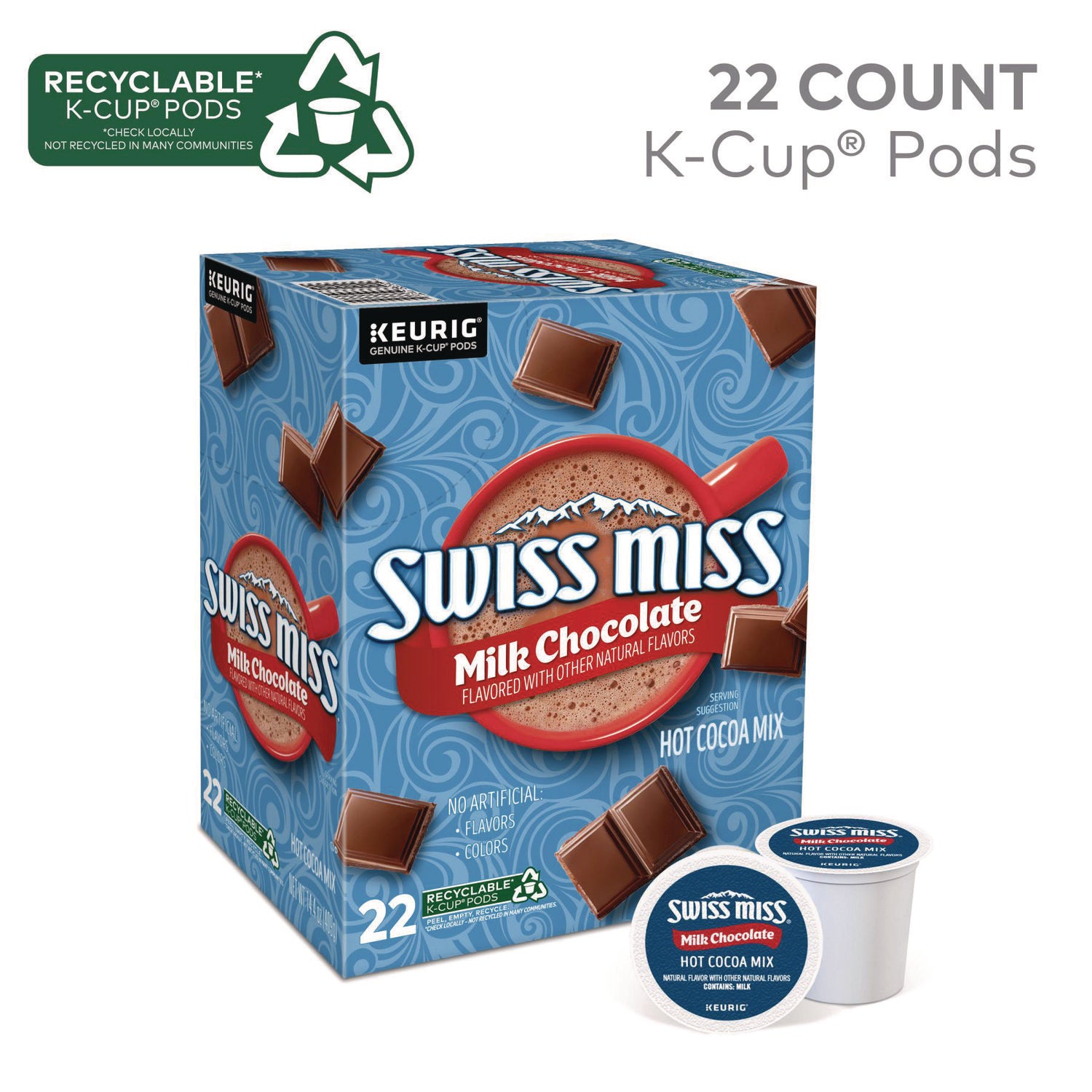 Swiss Miss&reg; K-Cup Milk Chocolate Hot Cocoa - 22 / Box